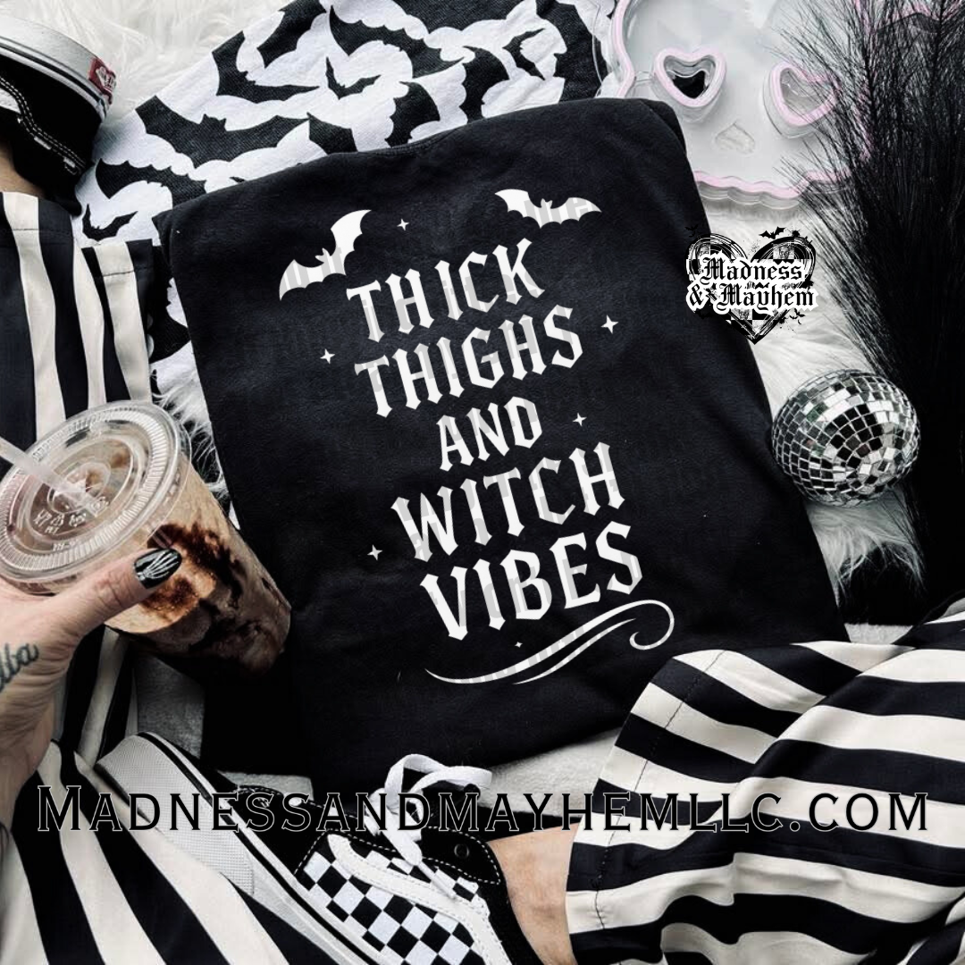 Thick thighs witchy vibes Halloween Shirt
