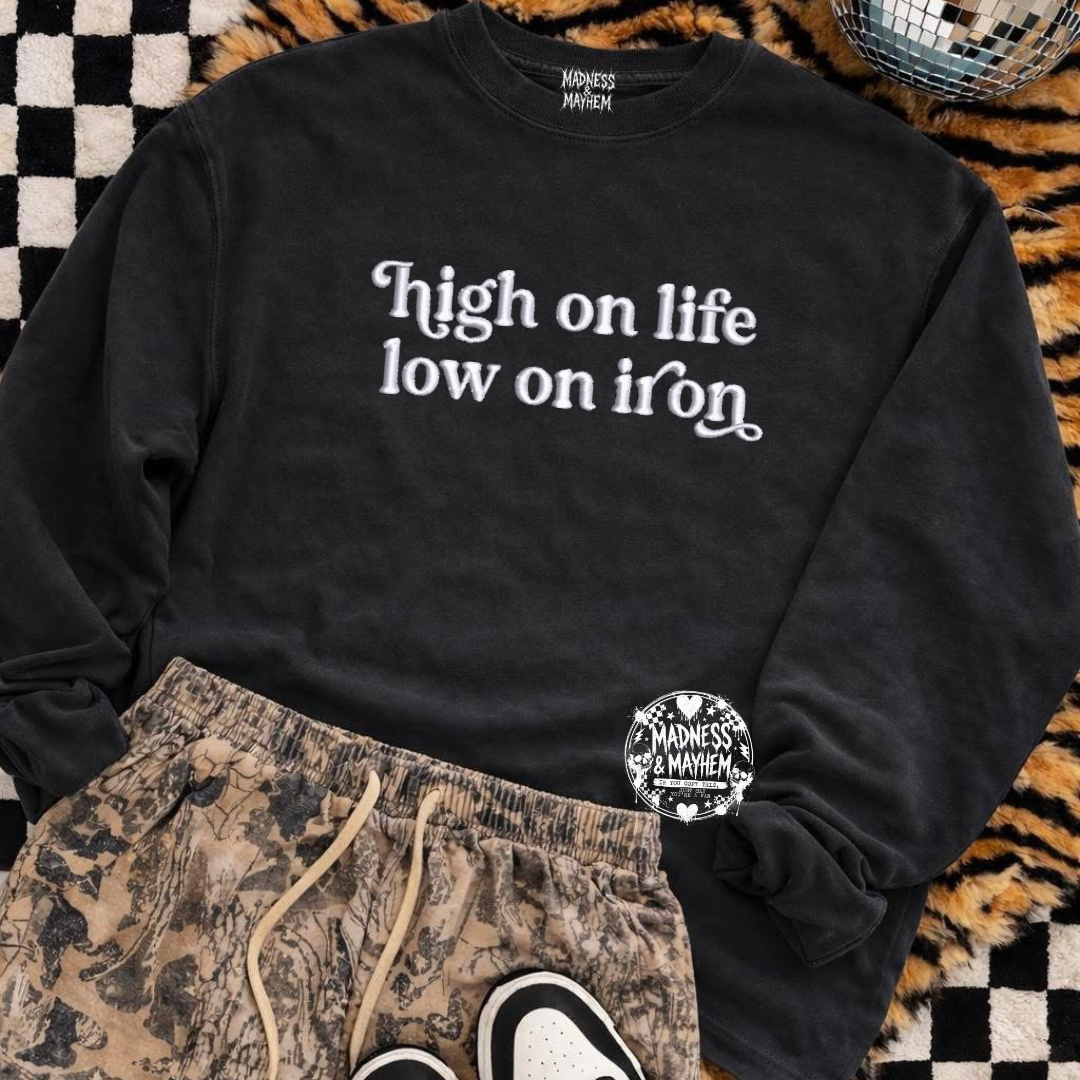low iron embroidered sweatshirt