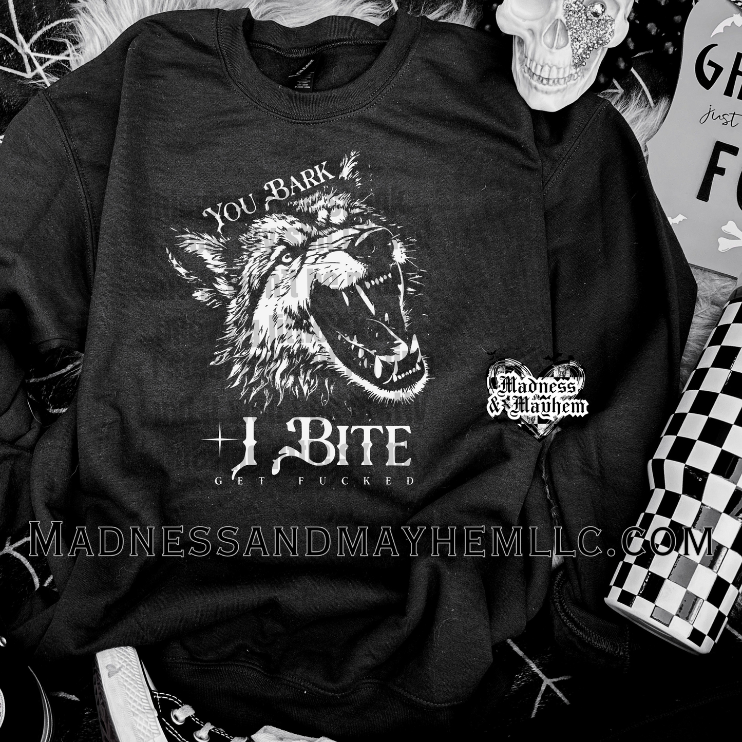 I bite crew neck sweatshirt