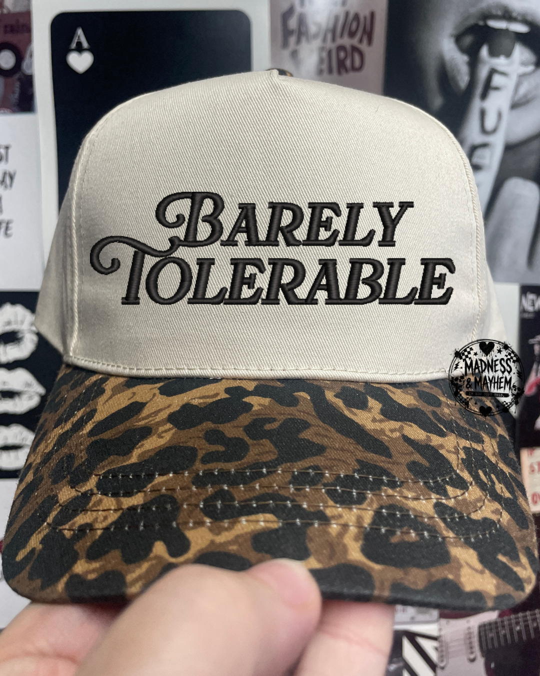 Barely tolerable Leopard embroidered hat