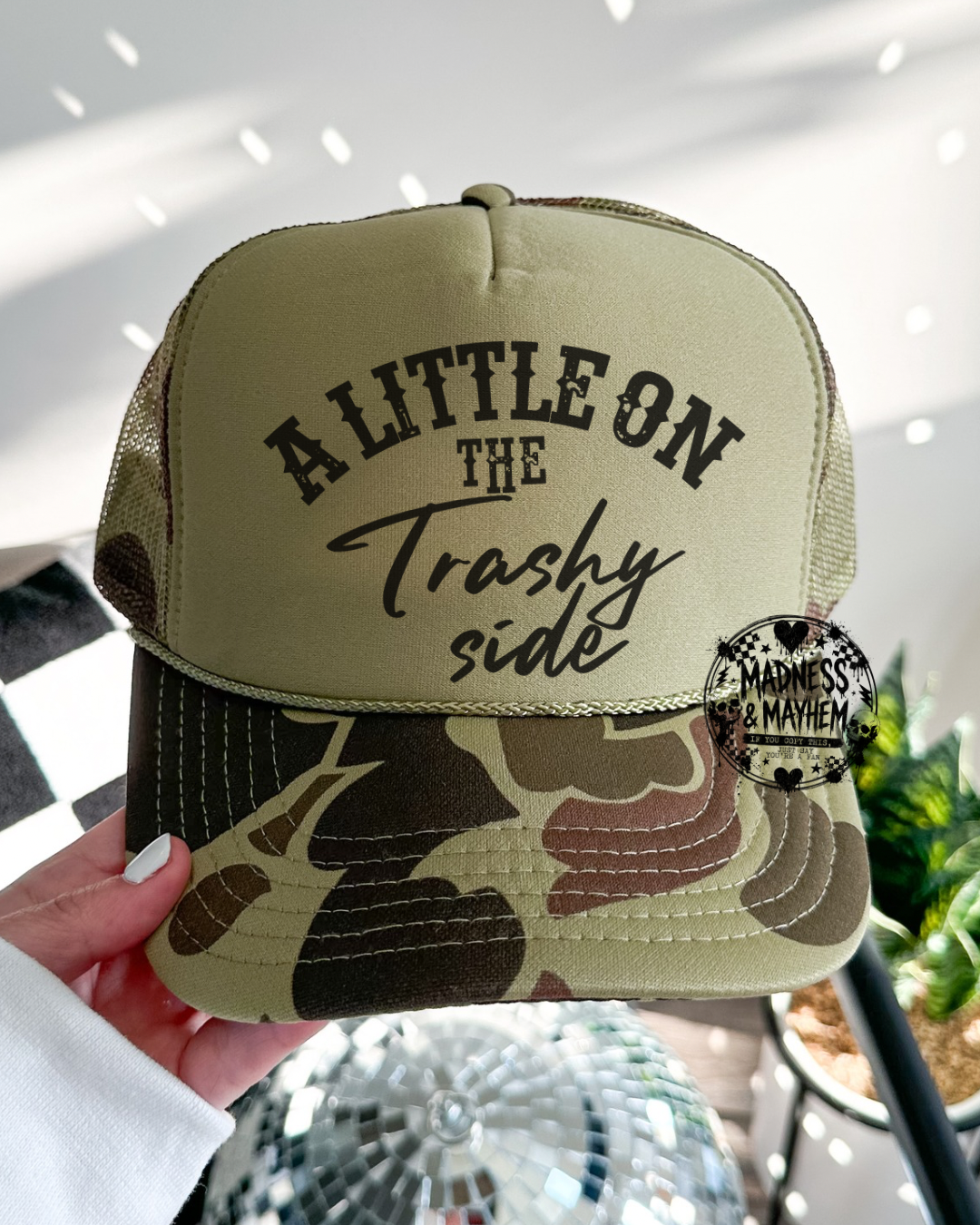 Camo trashy side Trucker Hat