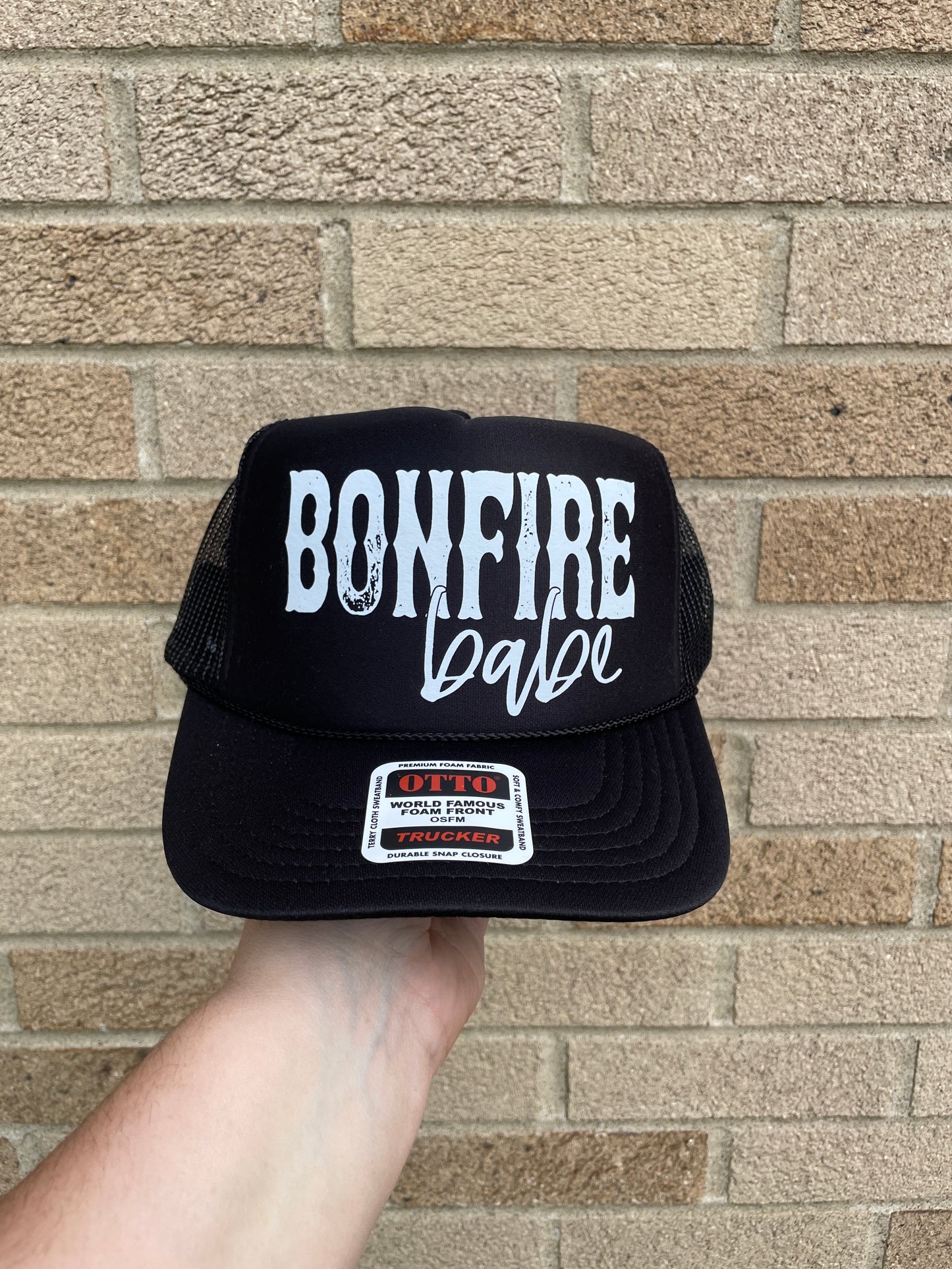 Black bonfire babe Trucker Hat