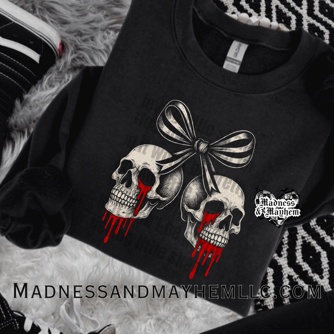 Skull cherry crew neck sweatshirt