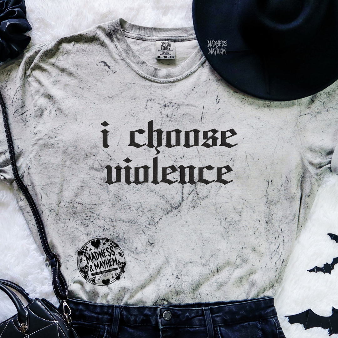 I choose violence embroidered color blast tshirt