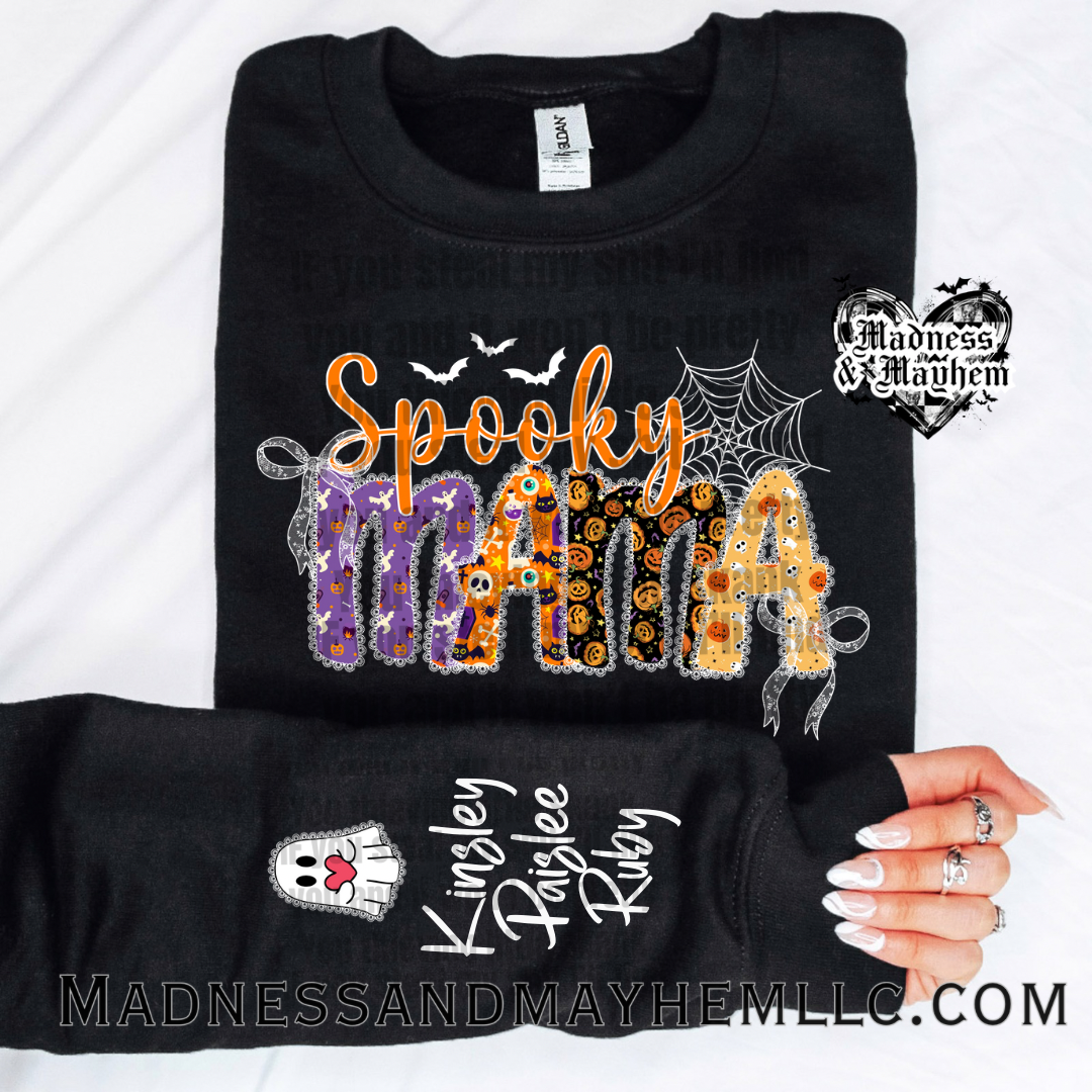Custom spooky mama Halloween crew neck sweatshirt