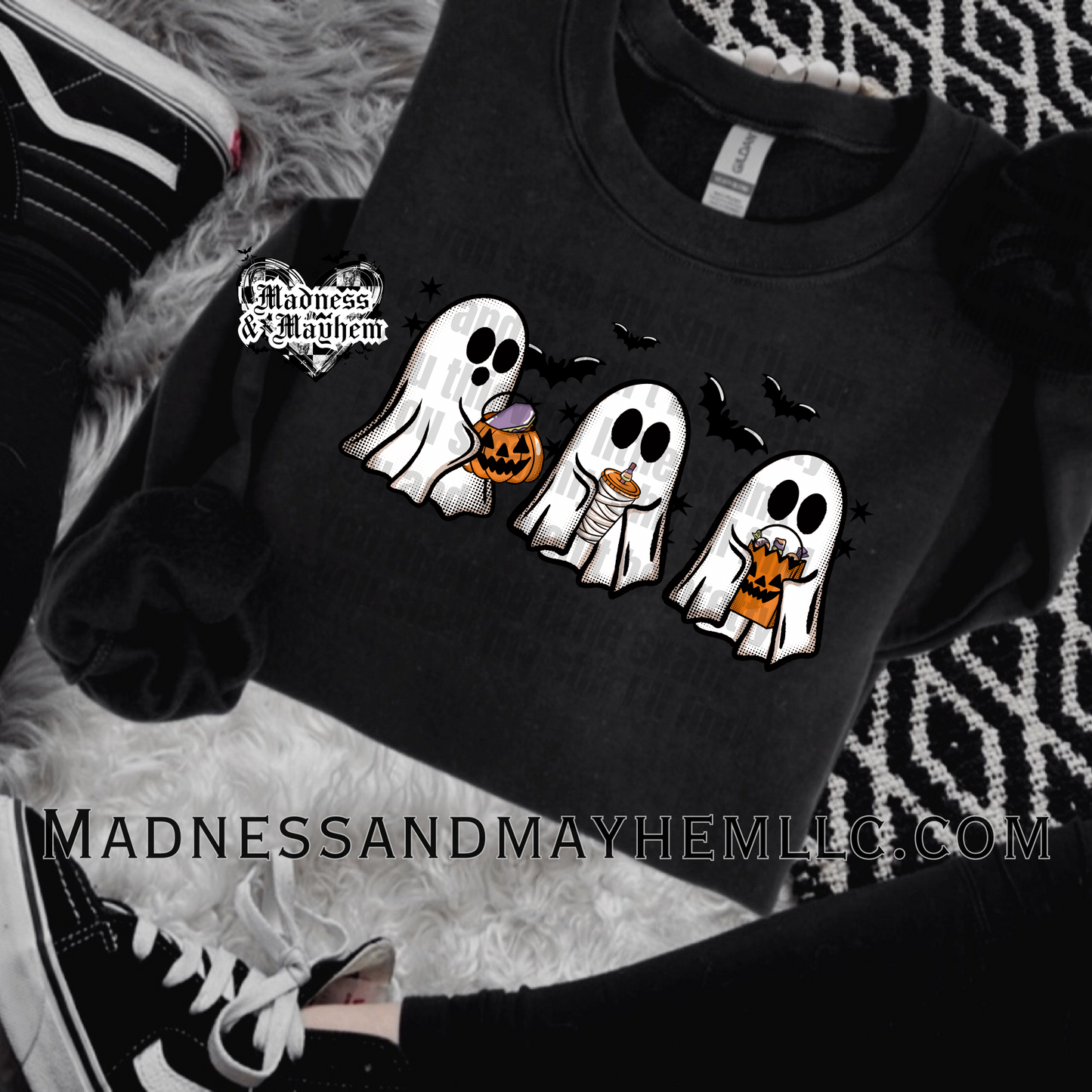 Ghost trio Halloween crew neck sweatshirt