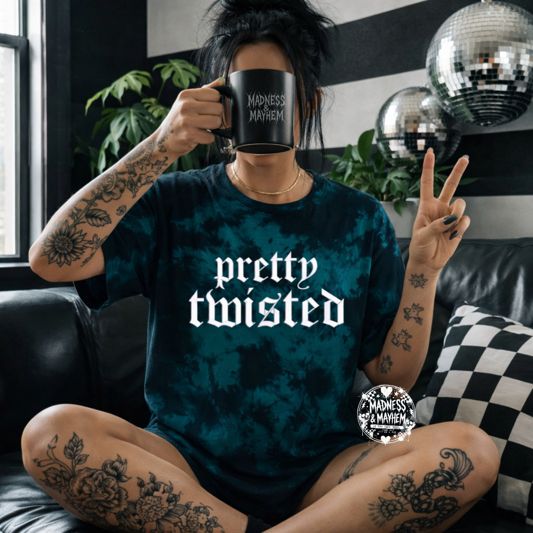 Teal pretty twisted embroidered tie dye T-shirt