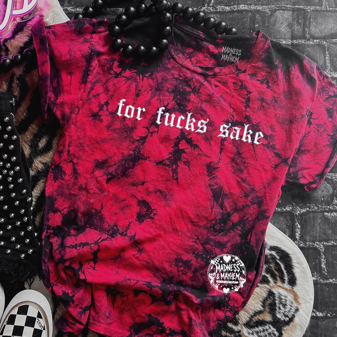 Red For fucks sake embroidered tie dye T-shirt