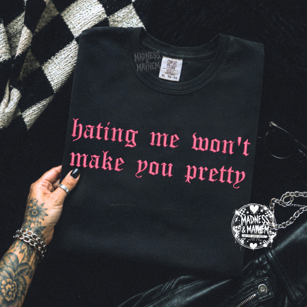 Hating me embroidered tshirt