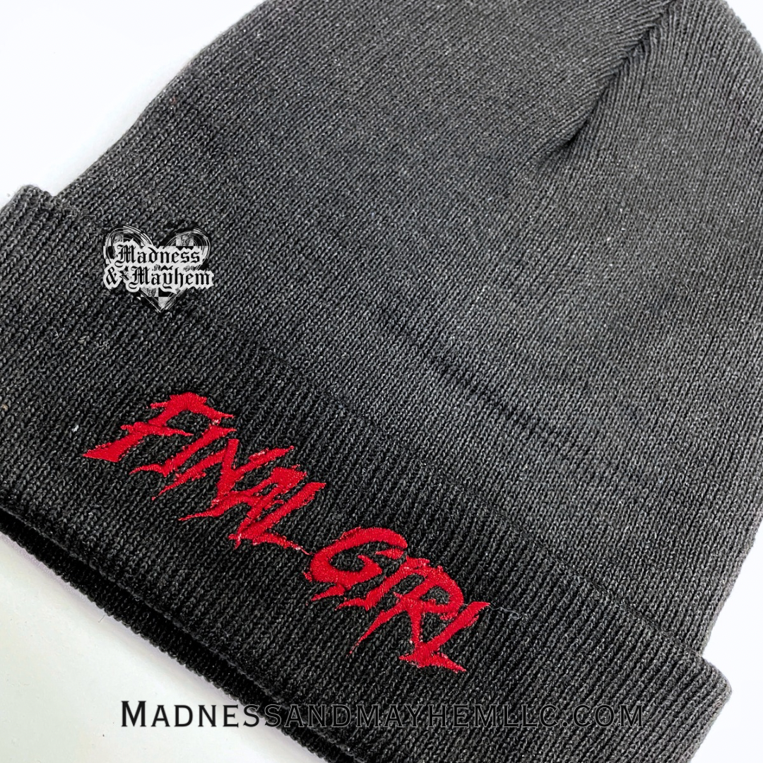 Final girl Halloween embroidered beanie