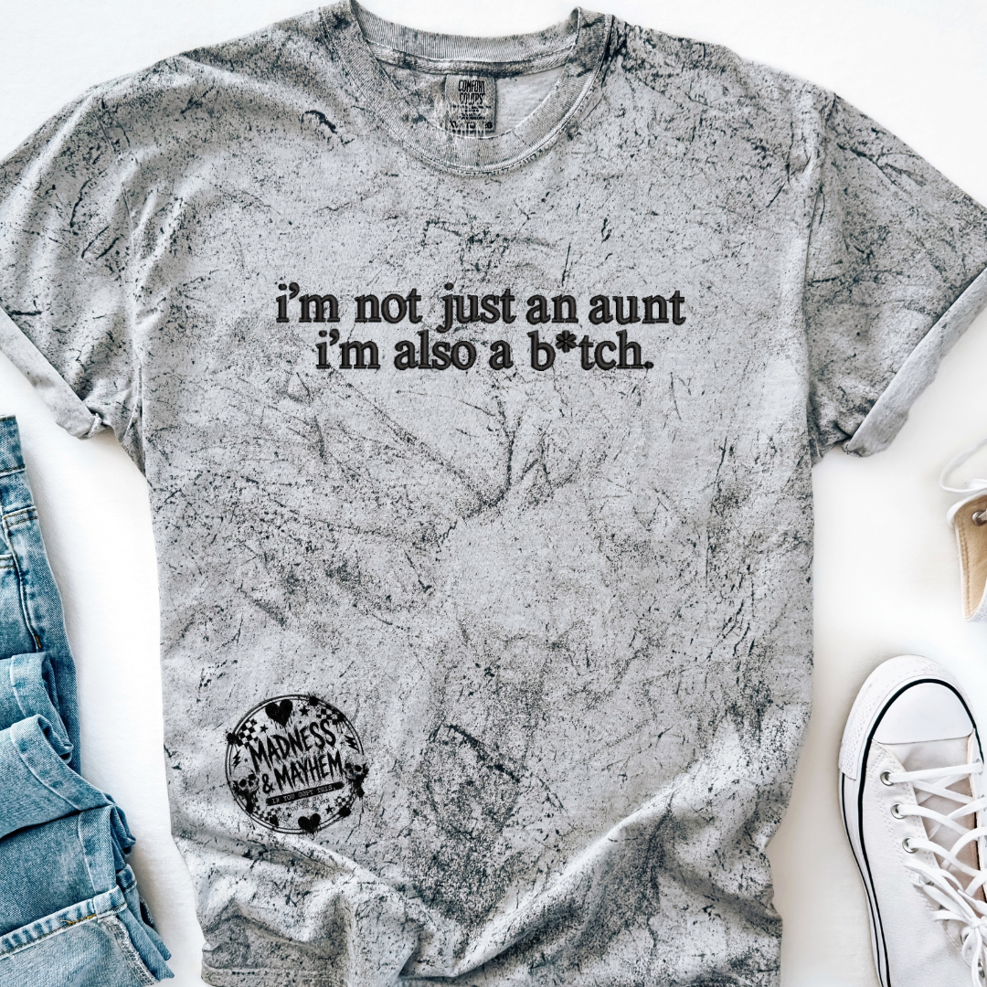 Not just an aunt embroidered color blast tshirt