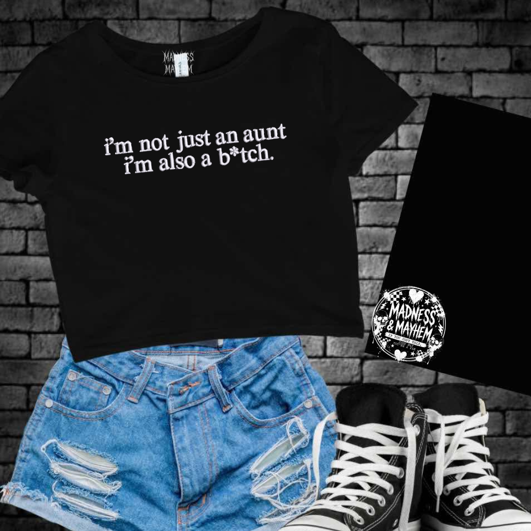 Not just an aunt embroidered cropped tee