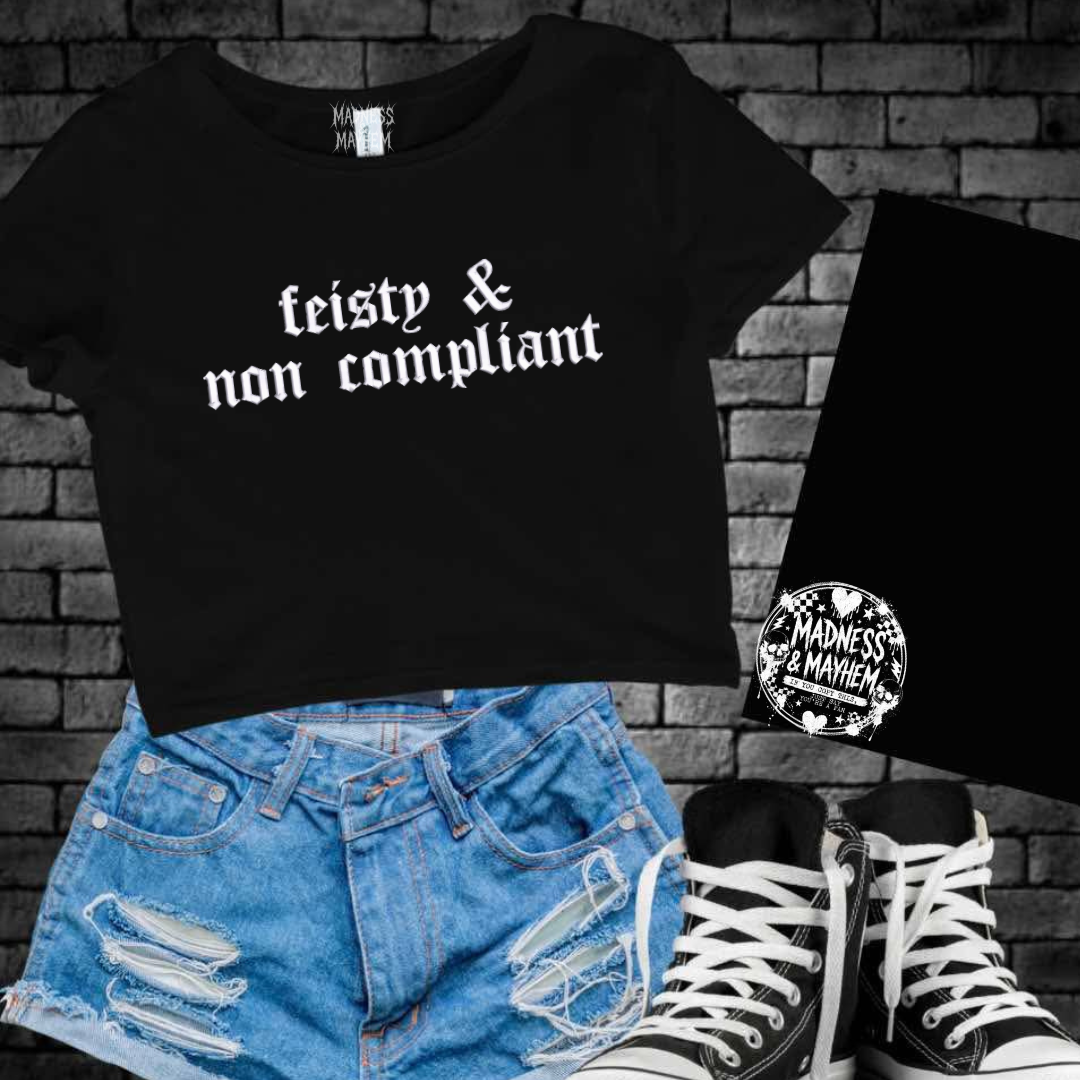 Feisty embroidered cropped tee