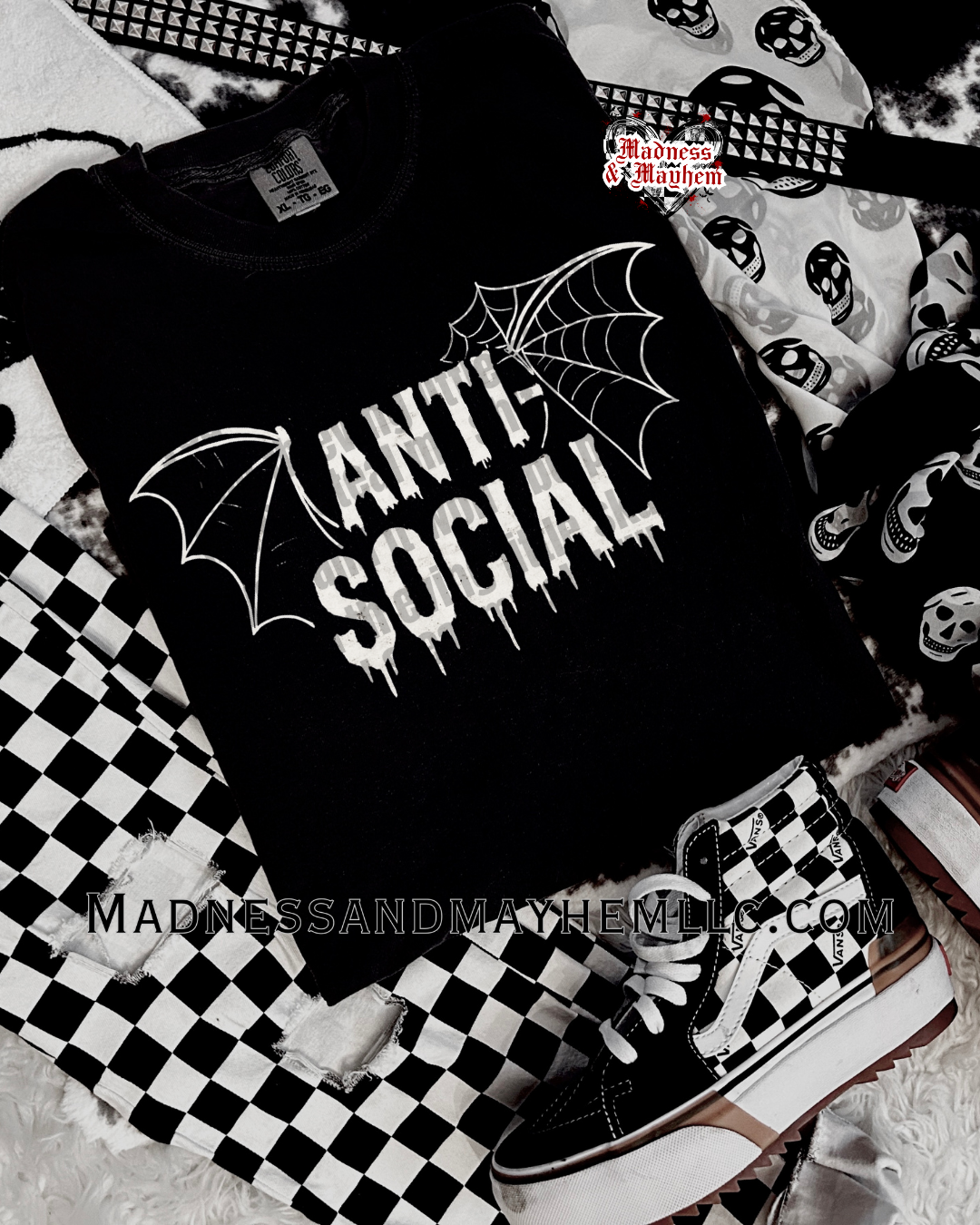 White anti social bat Shirt