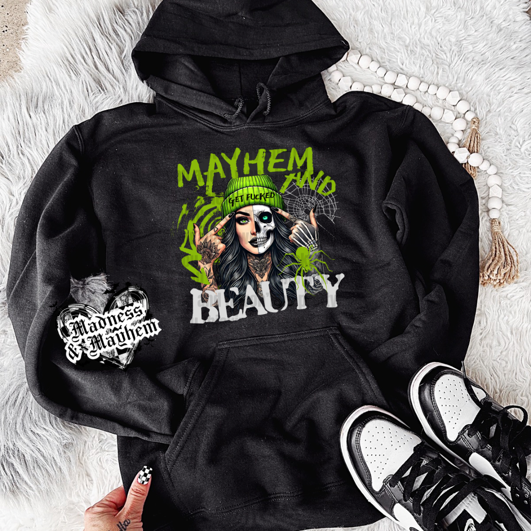 Mayhem & beauty hoodie (finished product)
