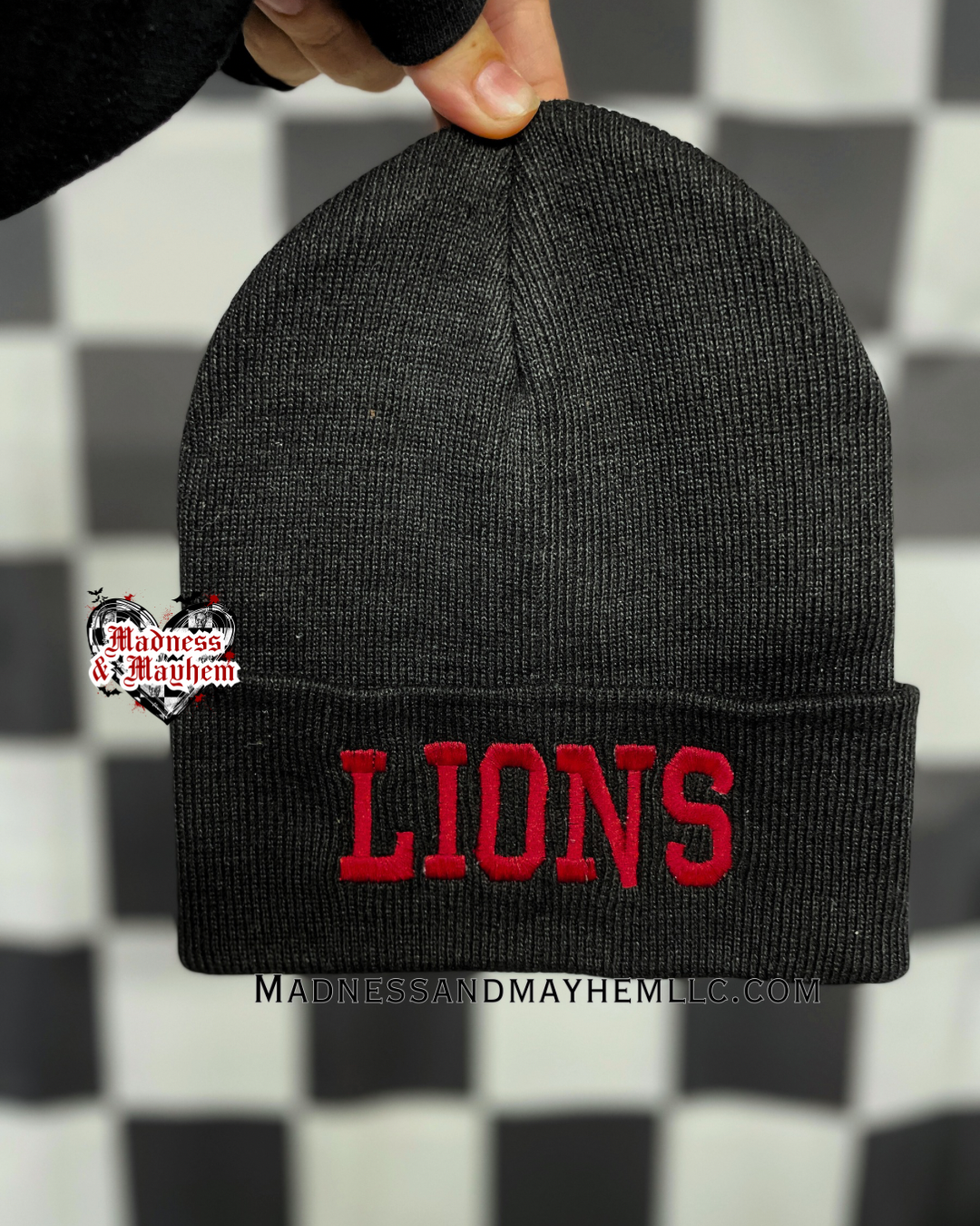 Minerva lions embroidered beanie