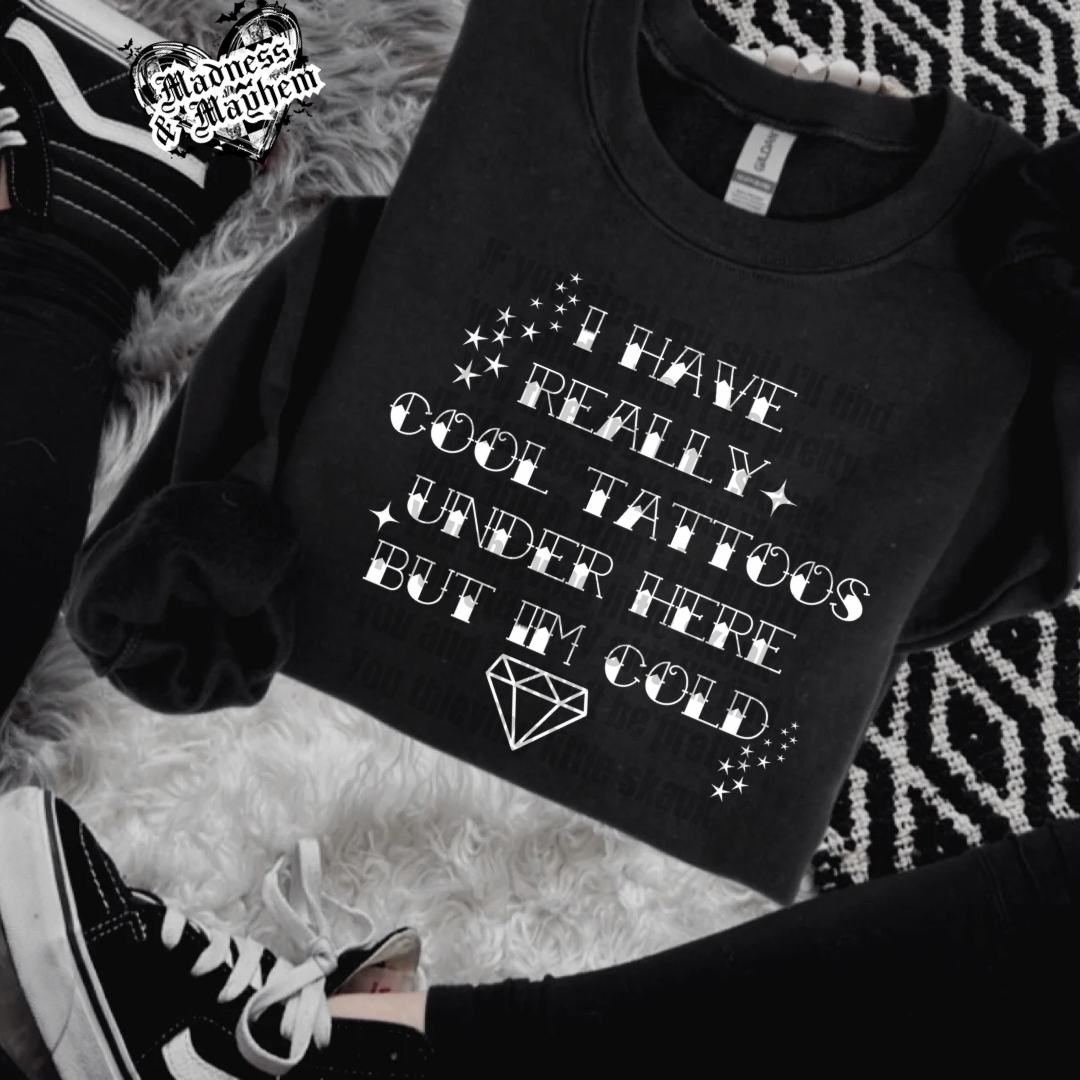 Cool tattoos crew neck sweatshirt (finished product)