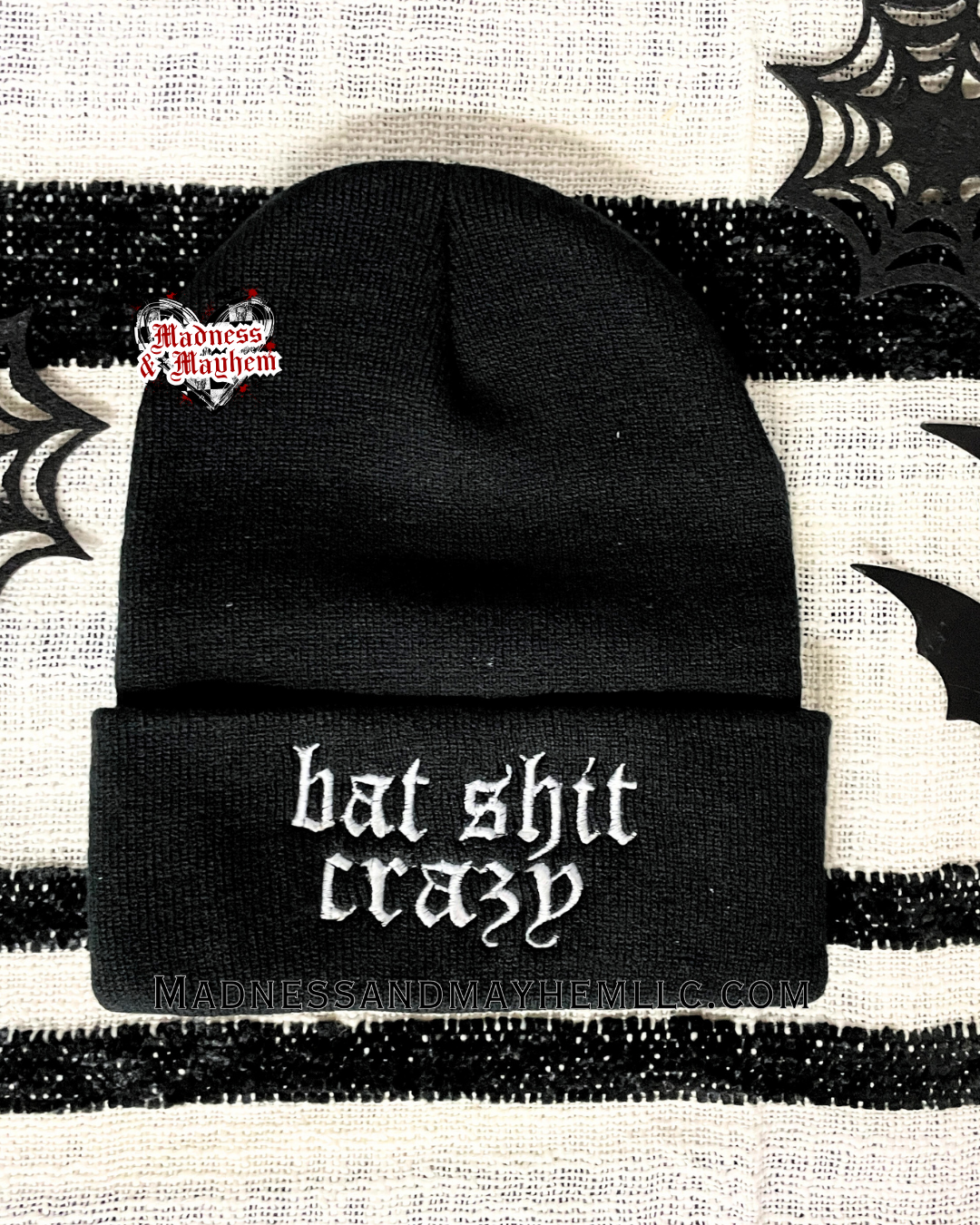 Bat shit crazy embroidered beanie