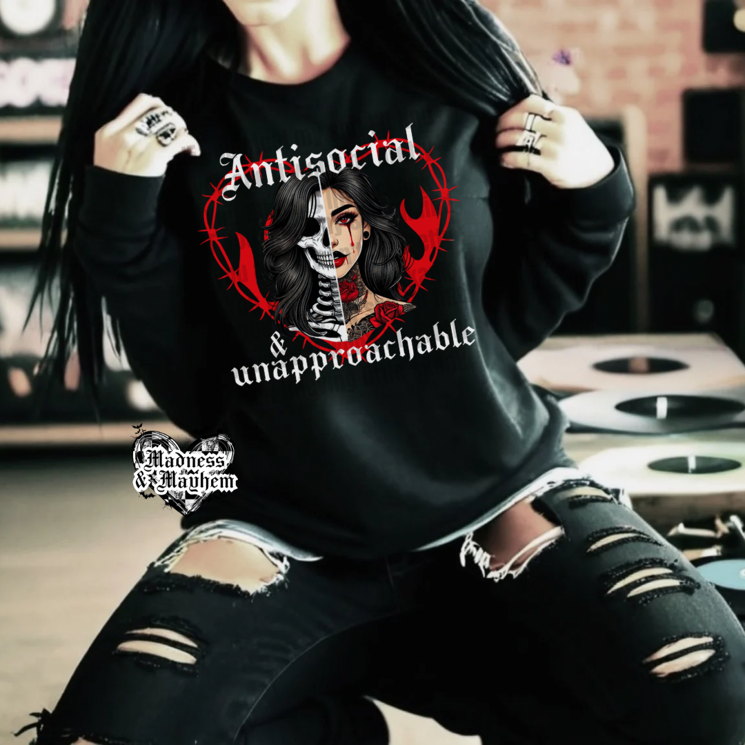 Antisocial & unapproachable exclusive crew neck sweatshirt (finished product)