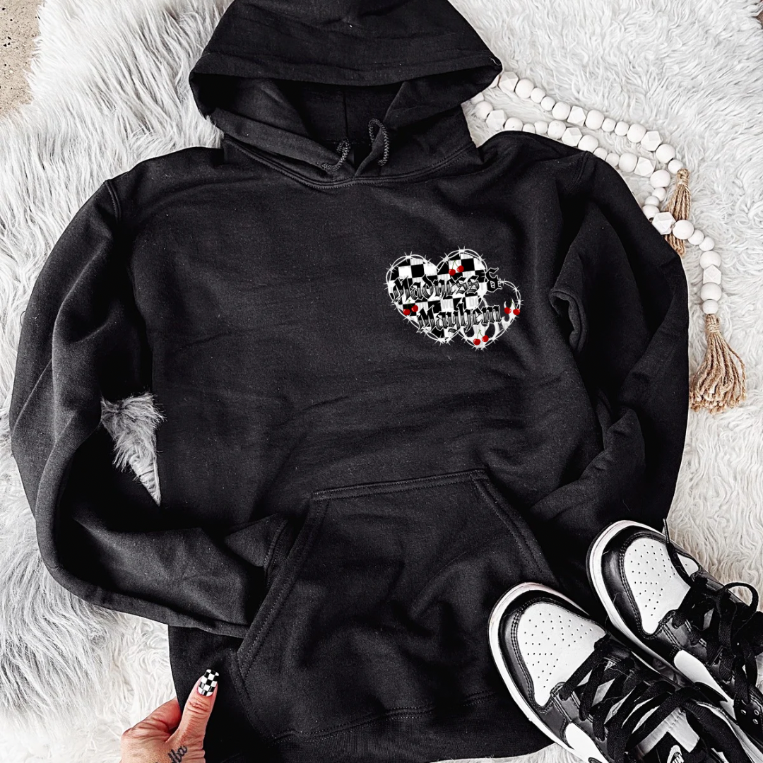 Cherry Madness & Mayhem barb wire heart exclusive hoodie (finished product)