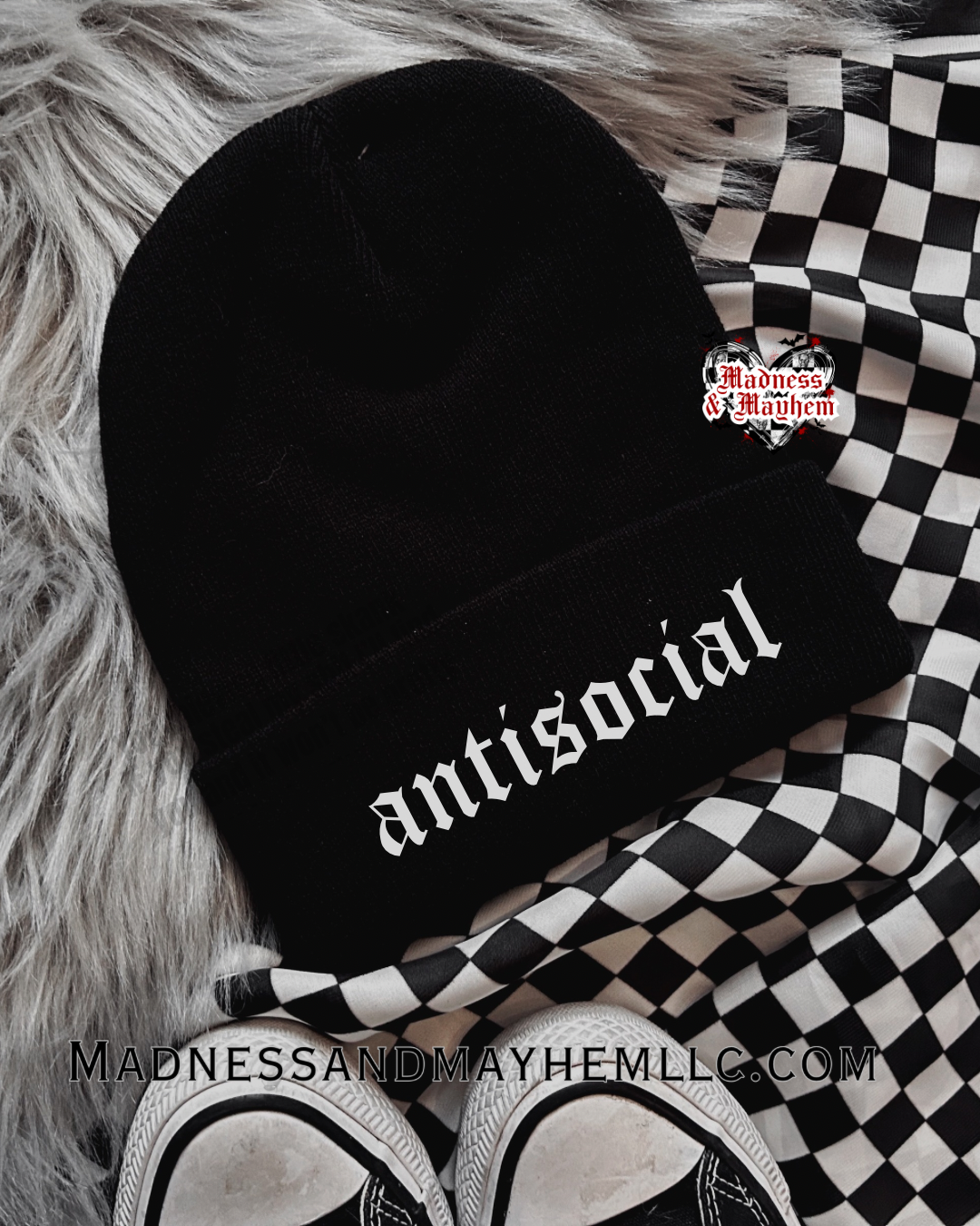 Antisocial embroidered beanie