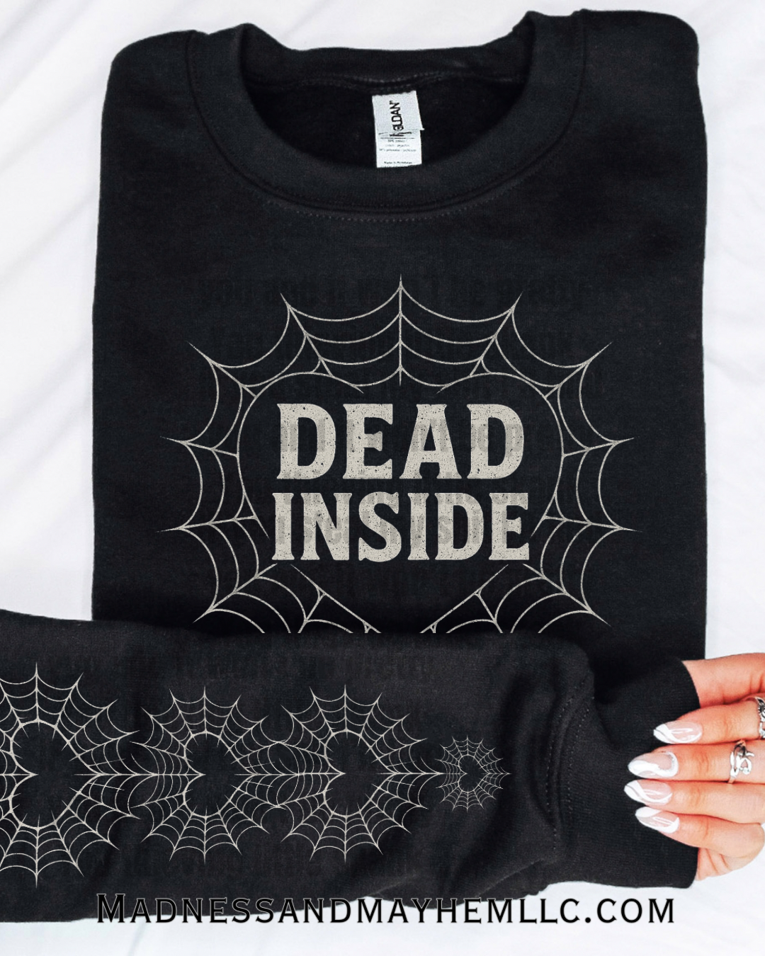 Dead inside with sleeves crew neck sweatshirt
