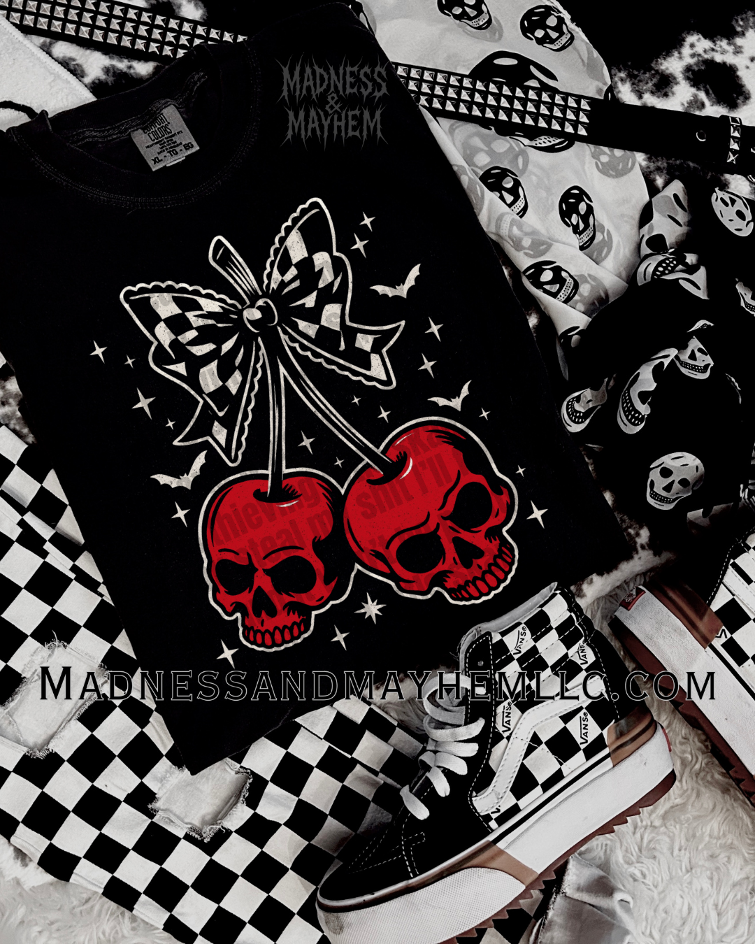 Checkered skull cherry Shirt