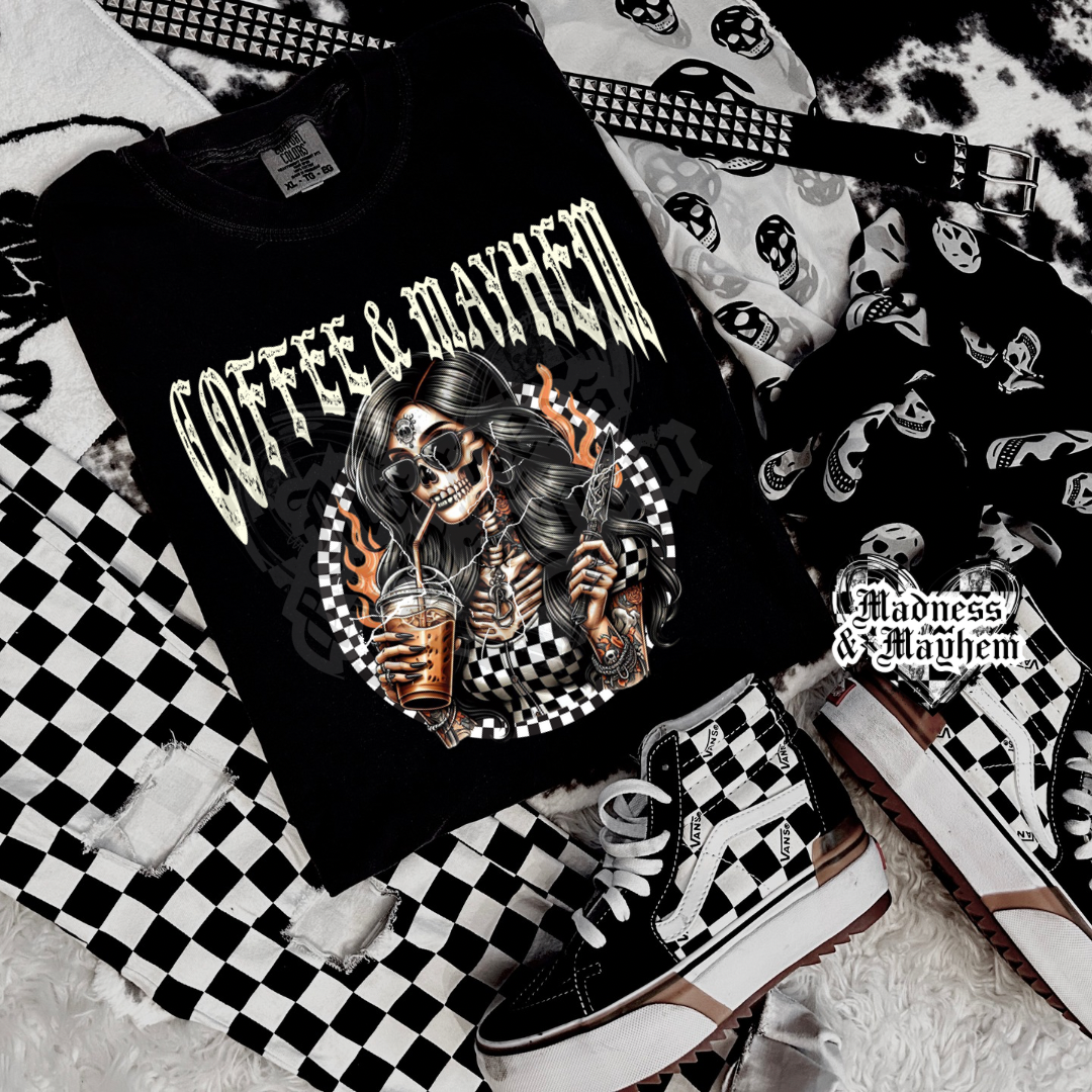 Coffee & Mayhem Shirt (finished product)