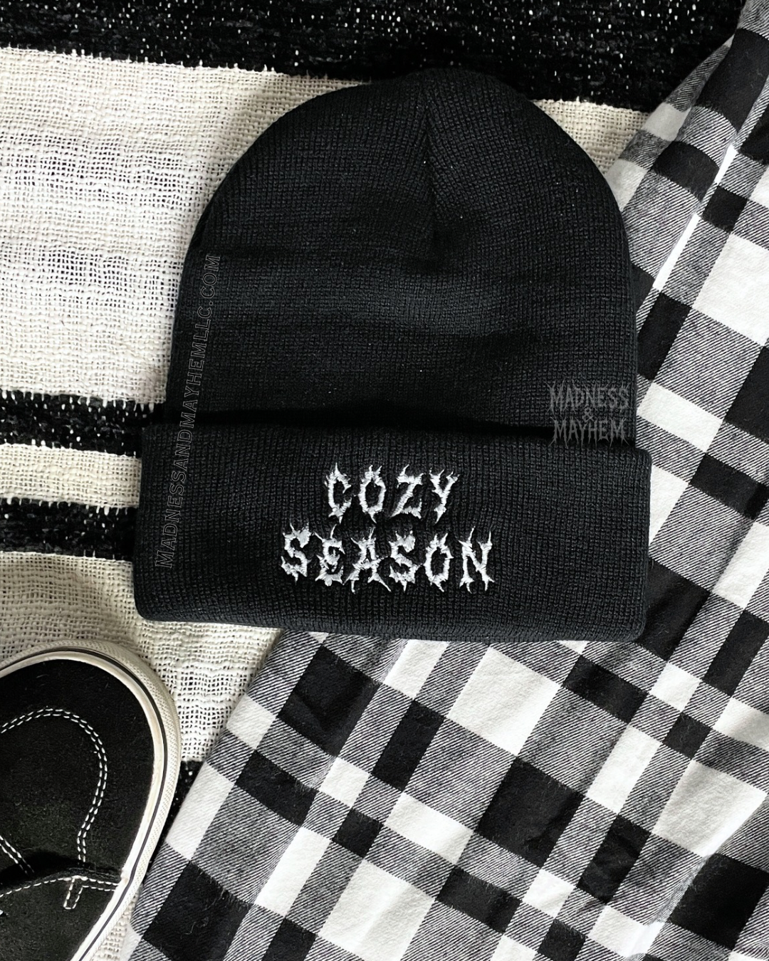 Cozy season embroidered beanie