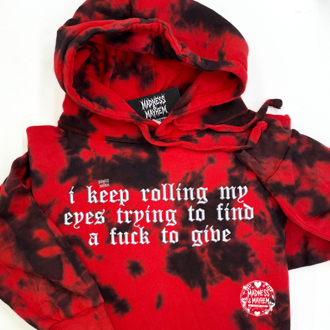 Red rolling my eyes embroidered Hoodie