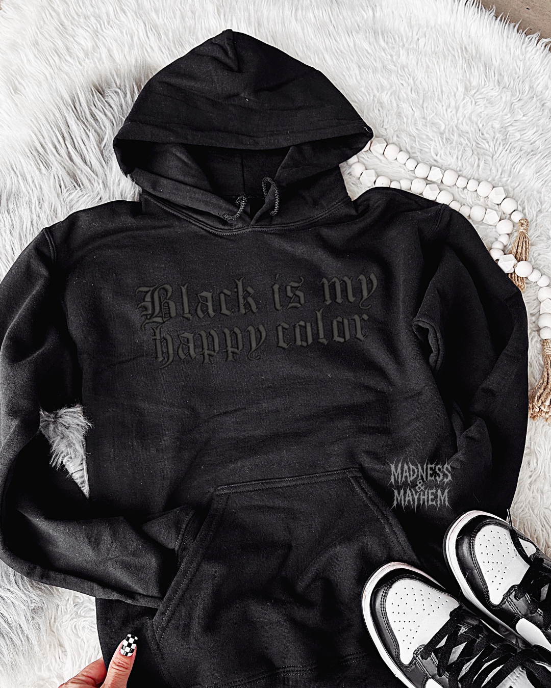 Black is my happy color embroidered sweatshirt or hoodie