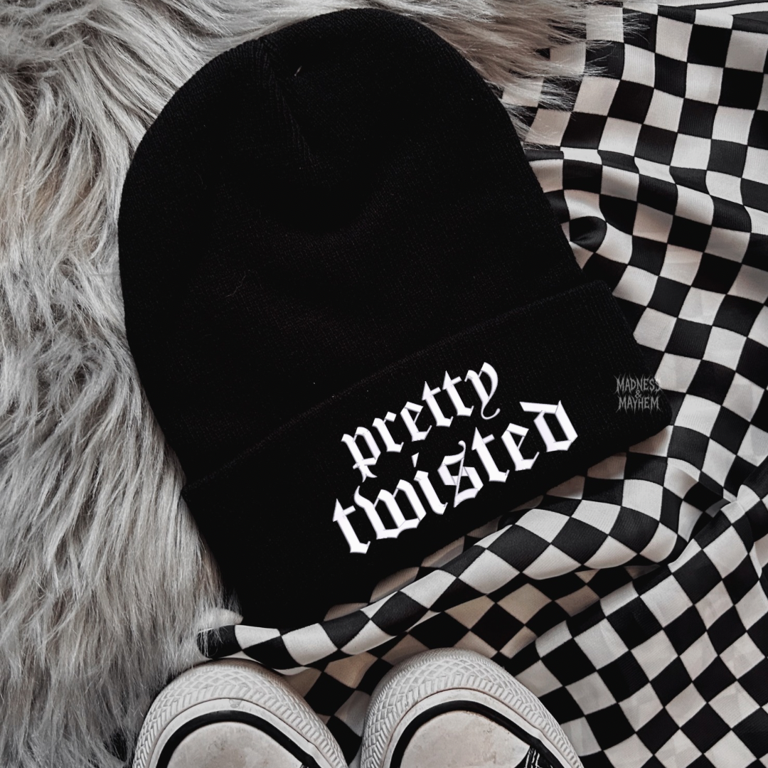 Pretty twisted embroidered beanie
