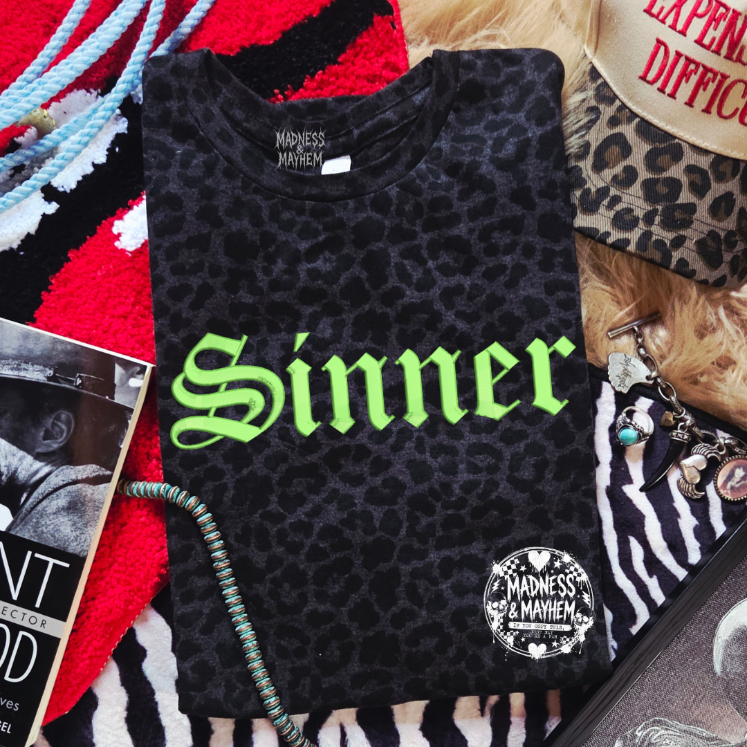 sinner embroidered leopard print T-shirt