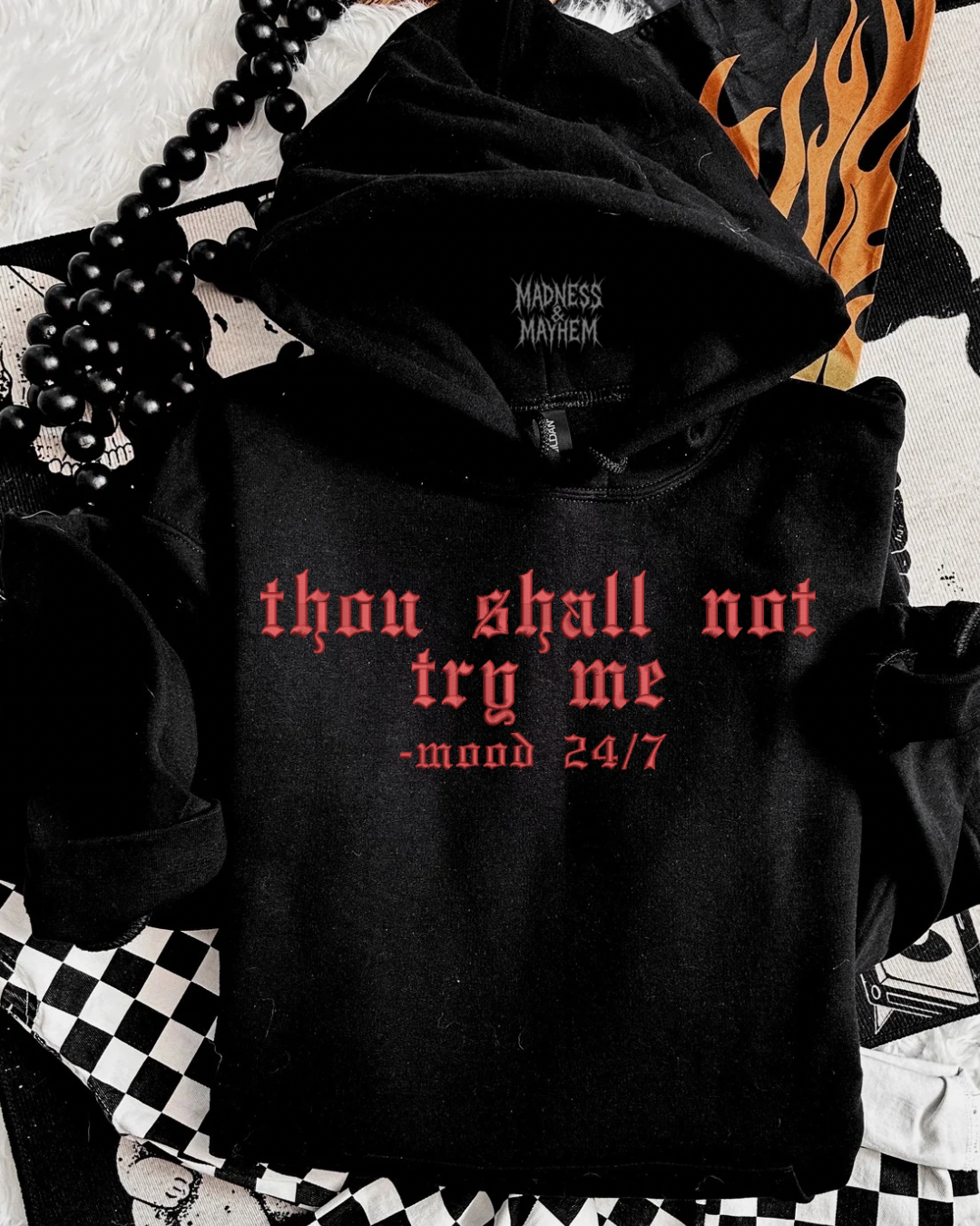 Thou shall not try me Embroidered Hoodie