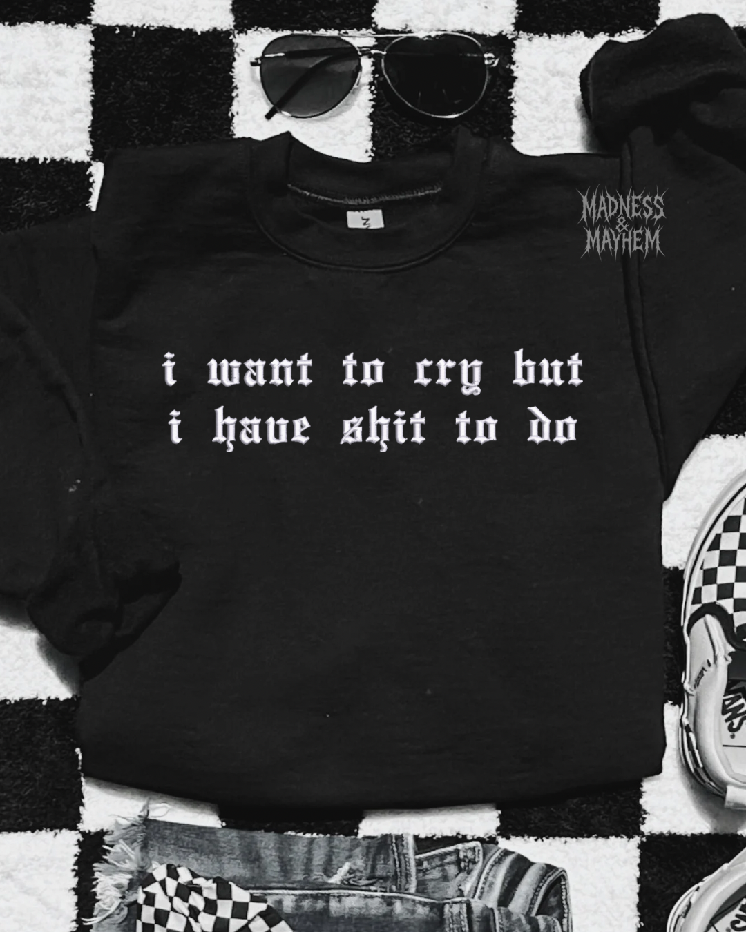 I want to cry embroidered sweatshirt
