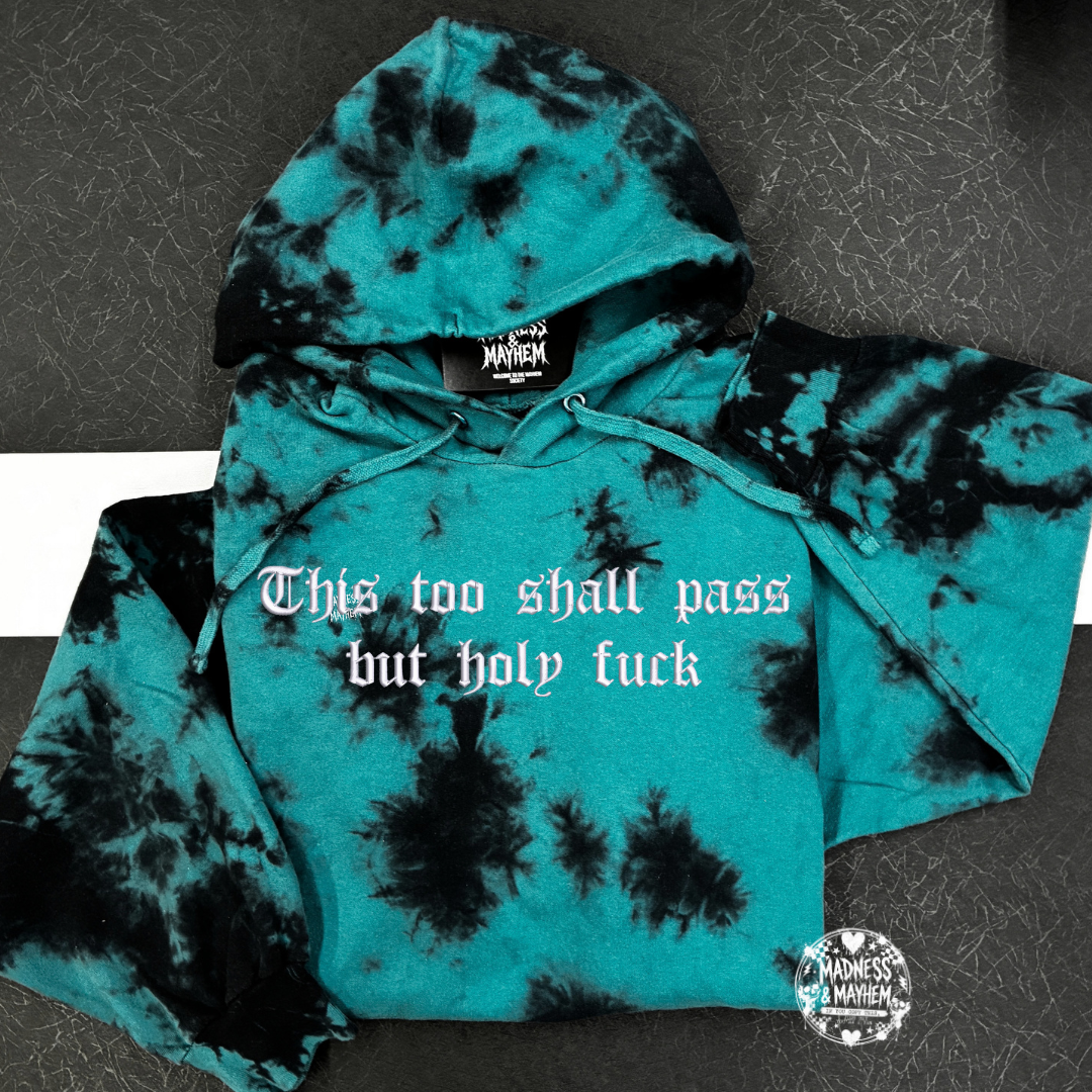 Teal Holy fuck therapy embroidered Hoodie