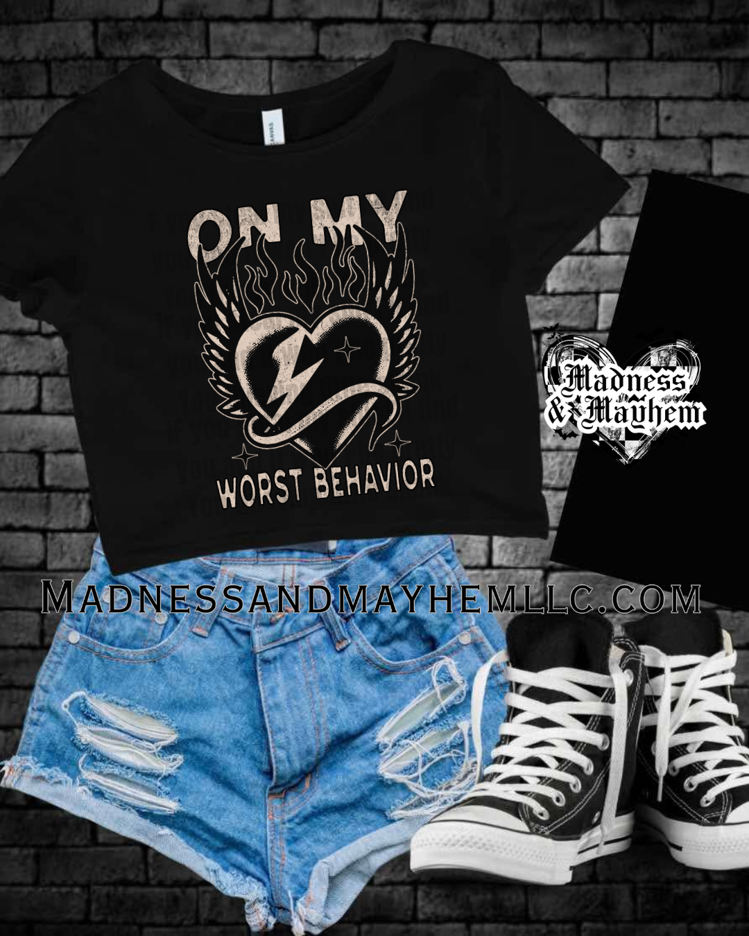 On my worst behavior Cropped Tee