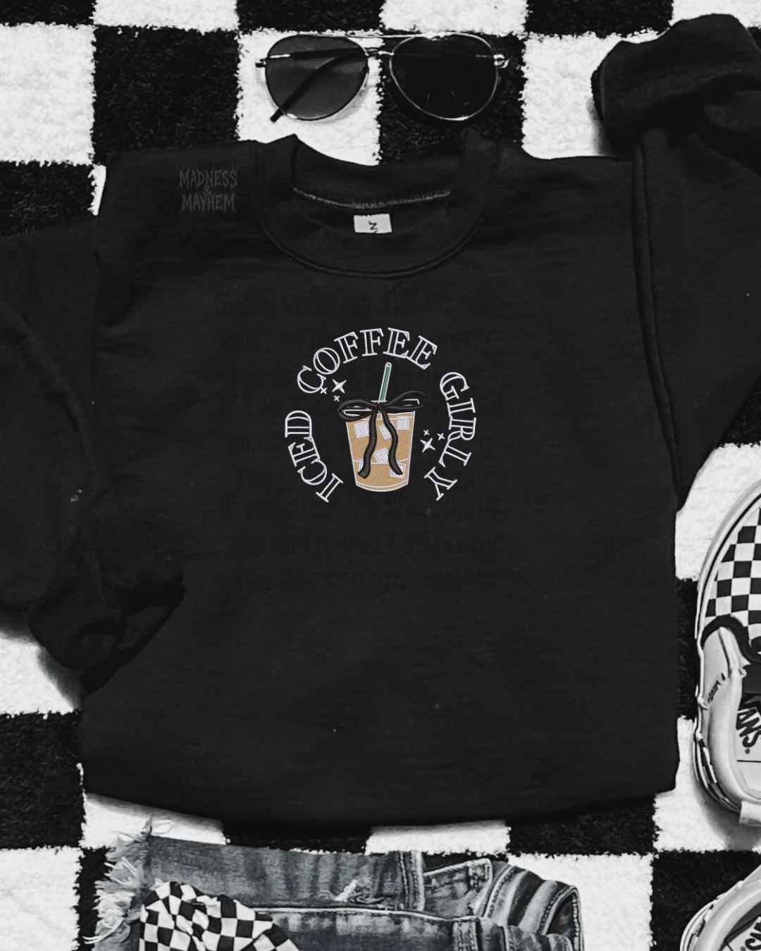 Iced coffee girly embroidered sweatshirt