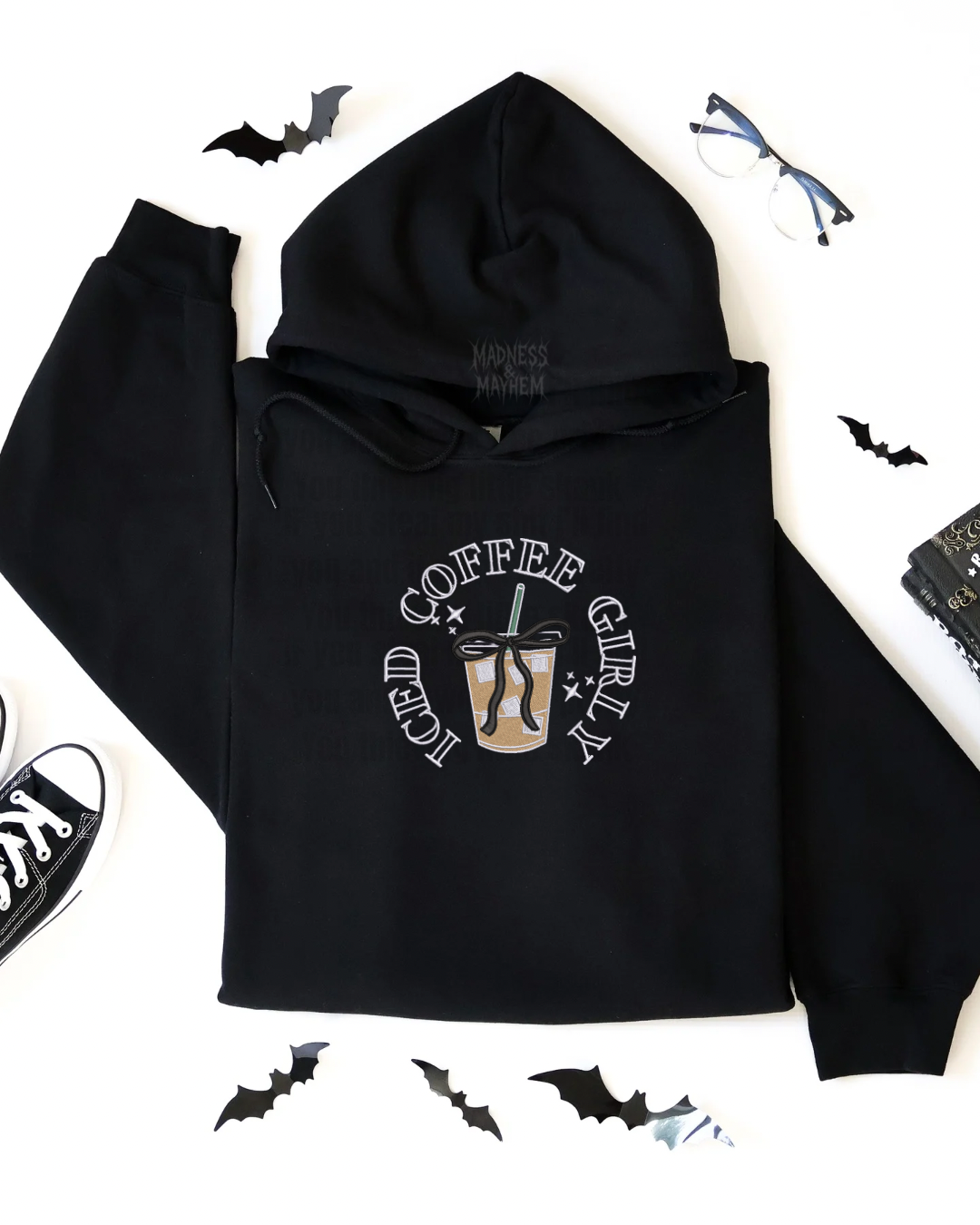 iced coffee girly Embroidered Hoodie
