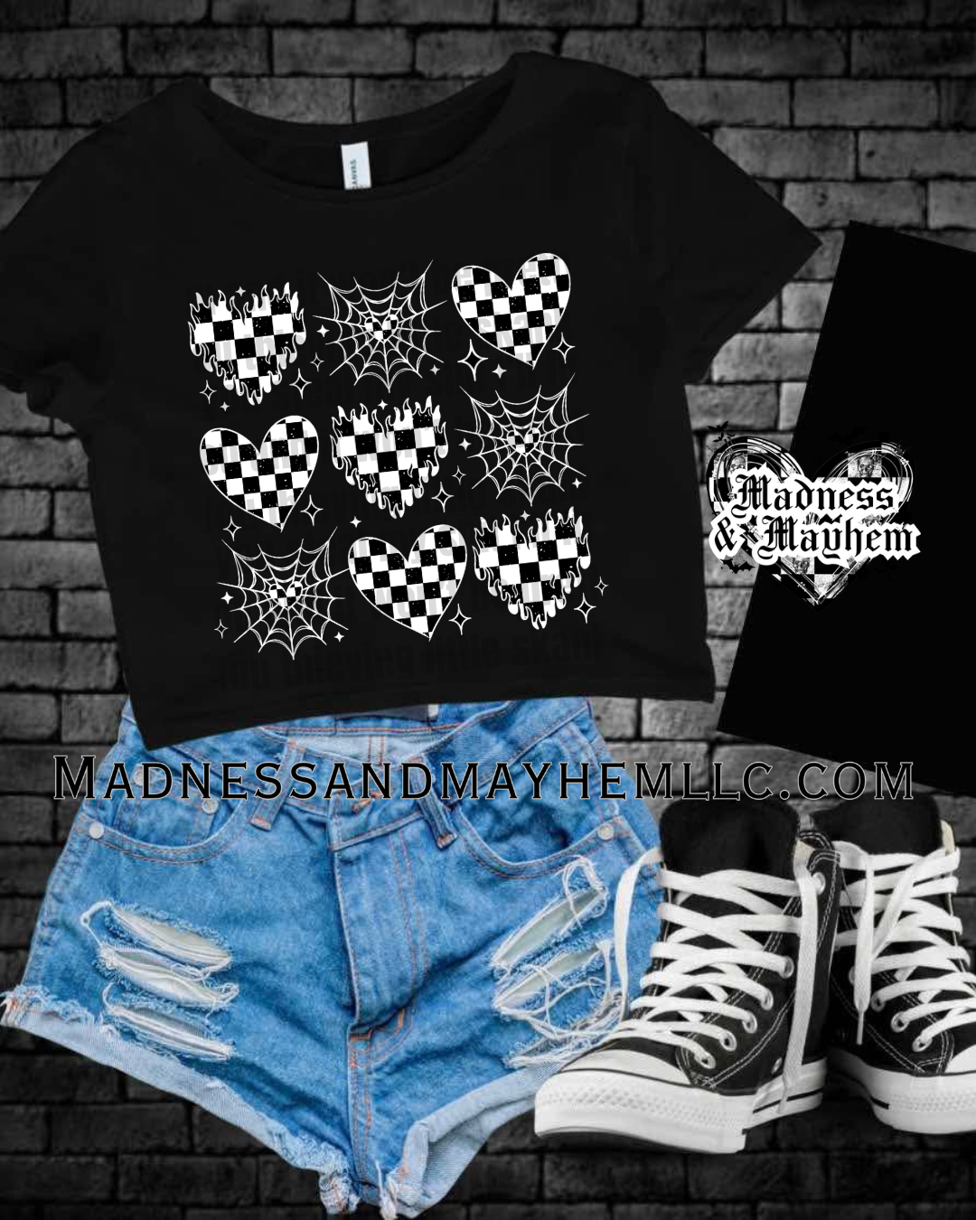 Checkered Heart Cropped Tee