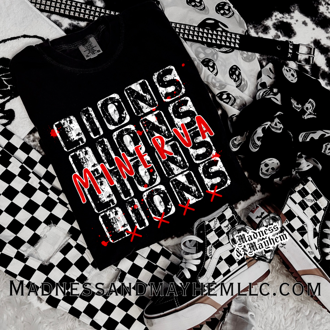 Minerva Lions splatter stack shirt