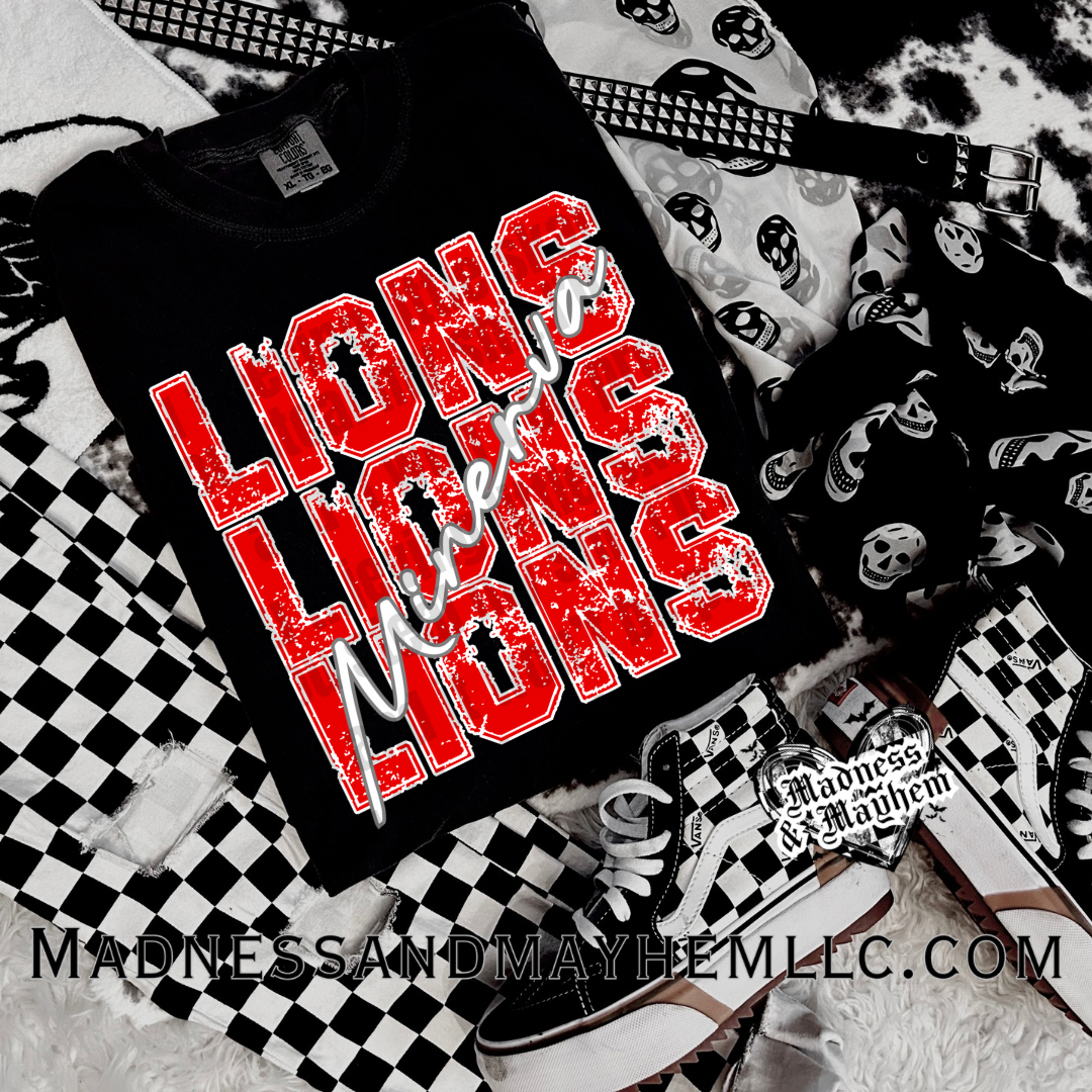 Minerva Lions grunge stack shirt