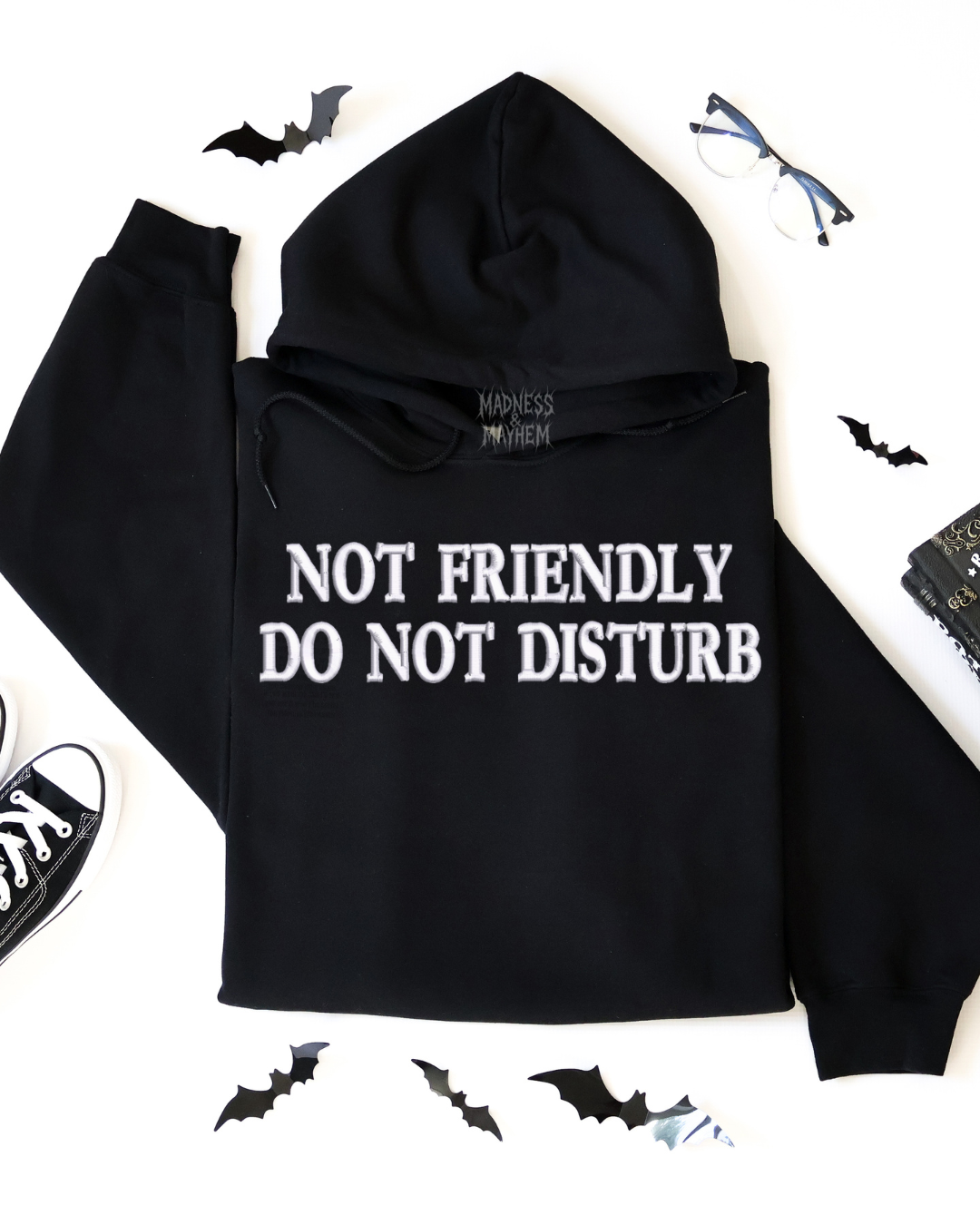 Not friendly DO NOT DISTURB Embroidered Hoodie