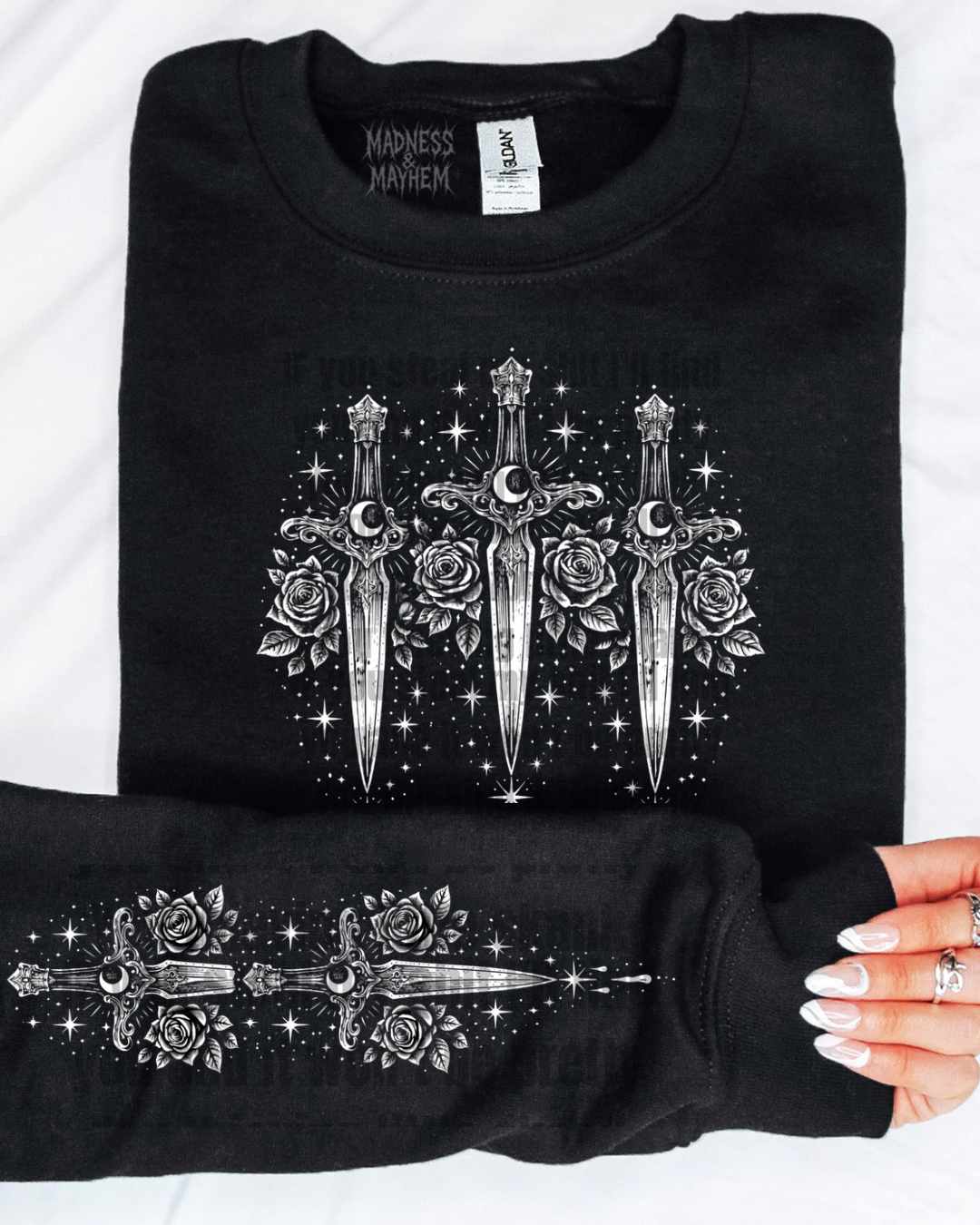 Dagger with sleeves crew neck sweatshirt