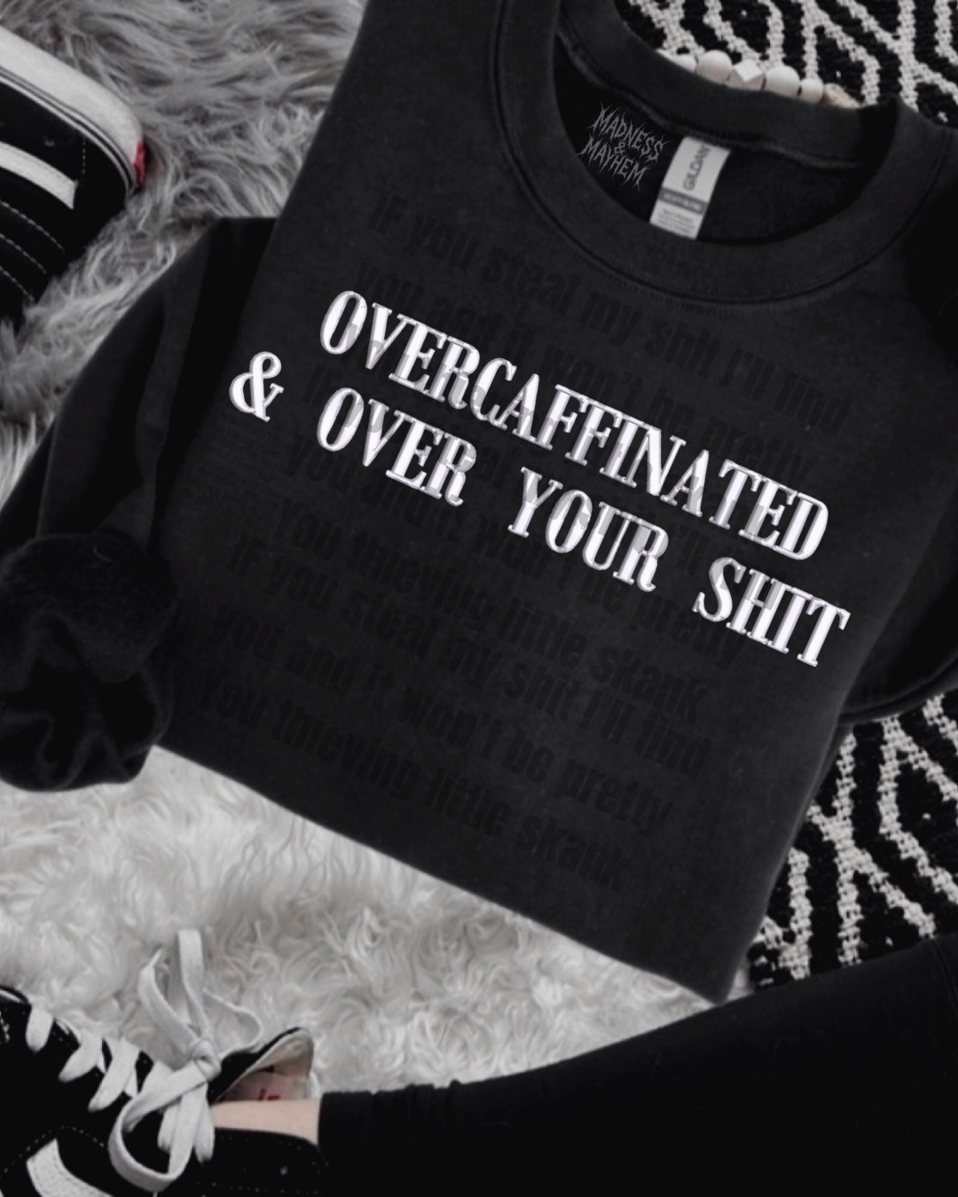 Over your shit embroidered sweatshirt