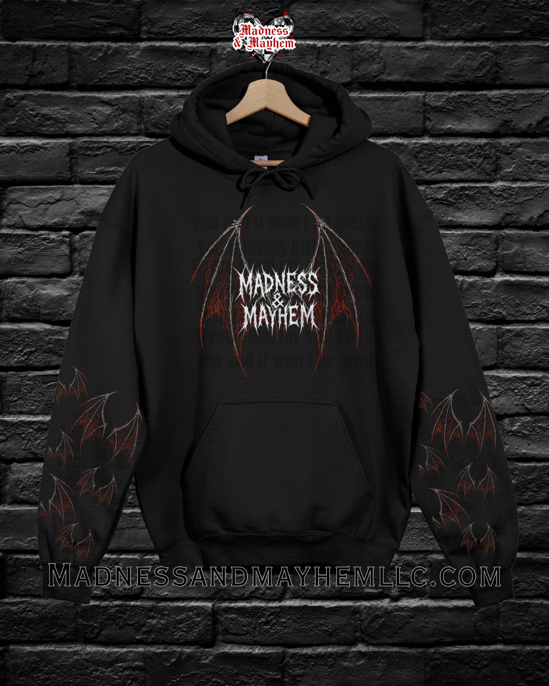 Madness & Mayhem bat with sleeves hoodie
