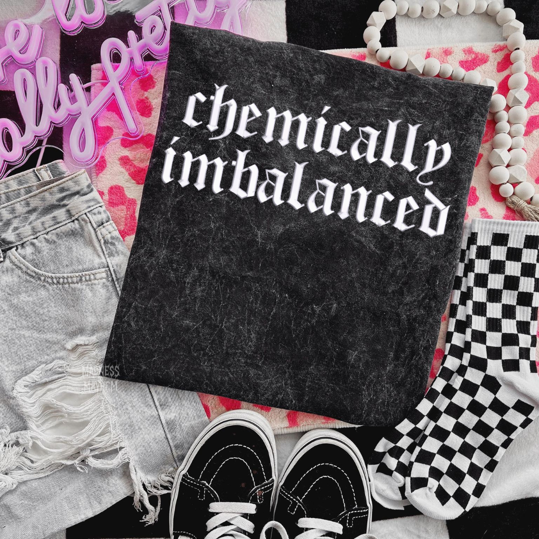 Chemically imbalanced Embroidered Mineralwash Tshirt
