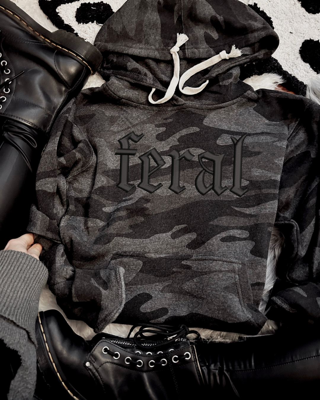 Feral embroidered camo Elevated Fleece Hoodie