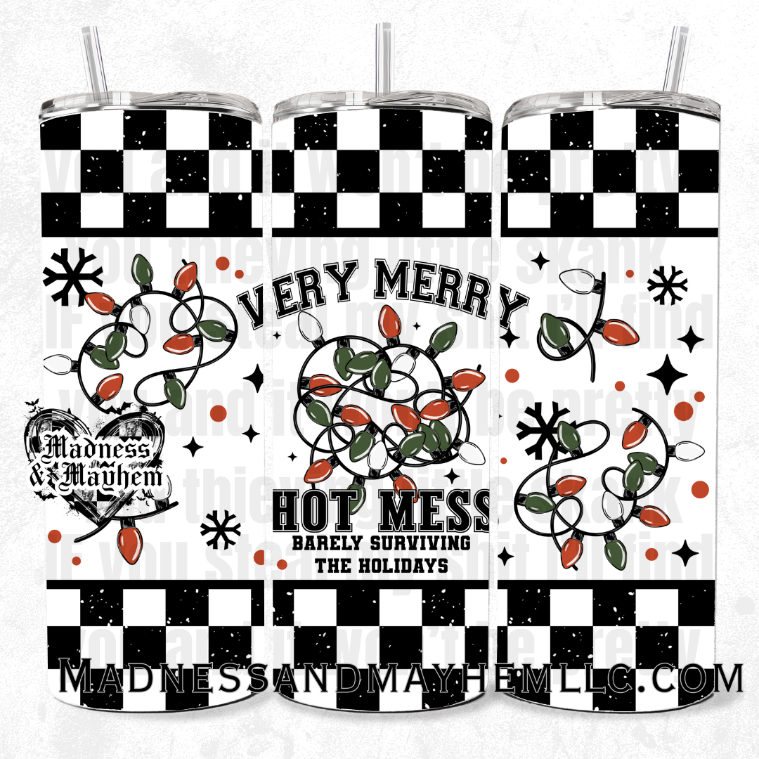 very merry hot mess 20oz tumbler