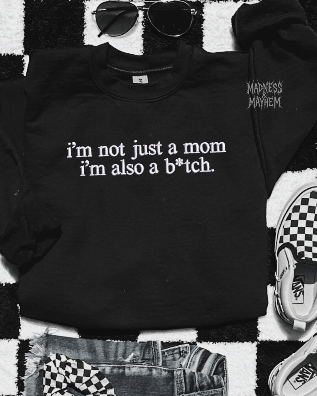 Not just a mom embroidered sweatshirt